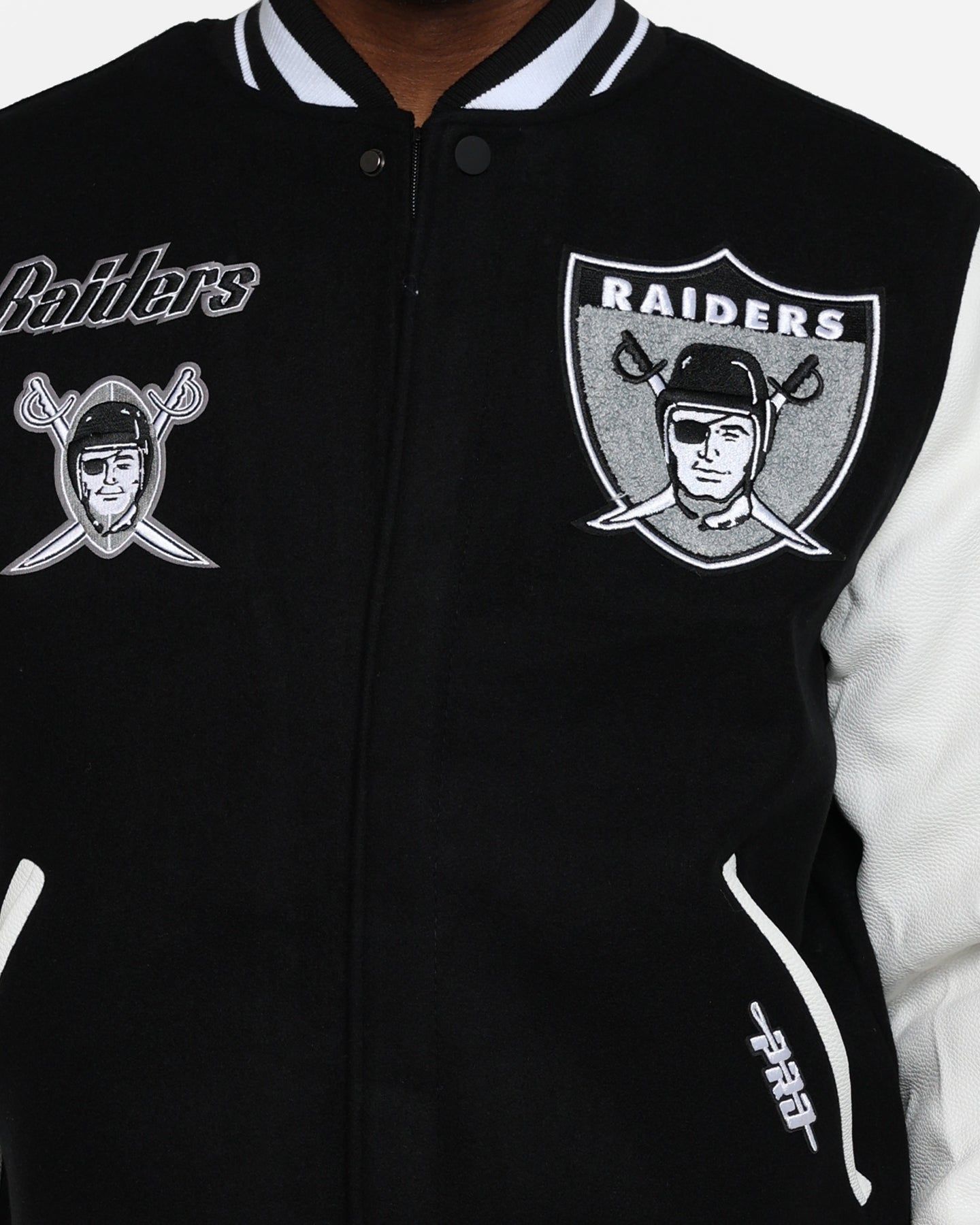 Pro Standard Oakland Raiders Wool Varsity Jacket Black/White sold by Culture Kings product image thumbnail 4