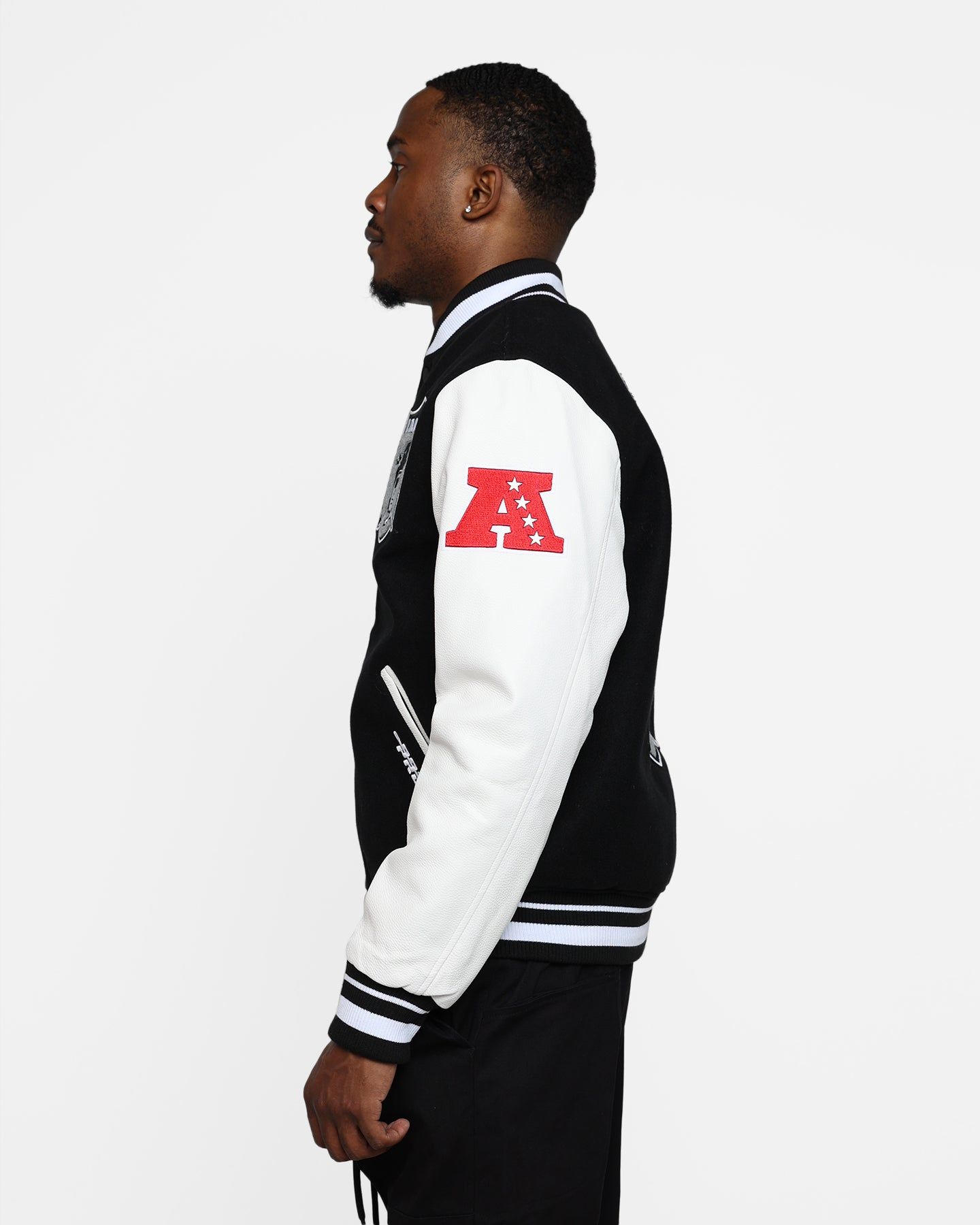 Pro Standard Oakland Raiders Wool Varsity Jacket Black/White sold by Culture Kings product image thumbnail 7