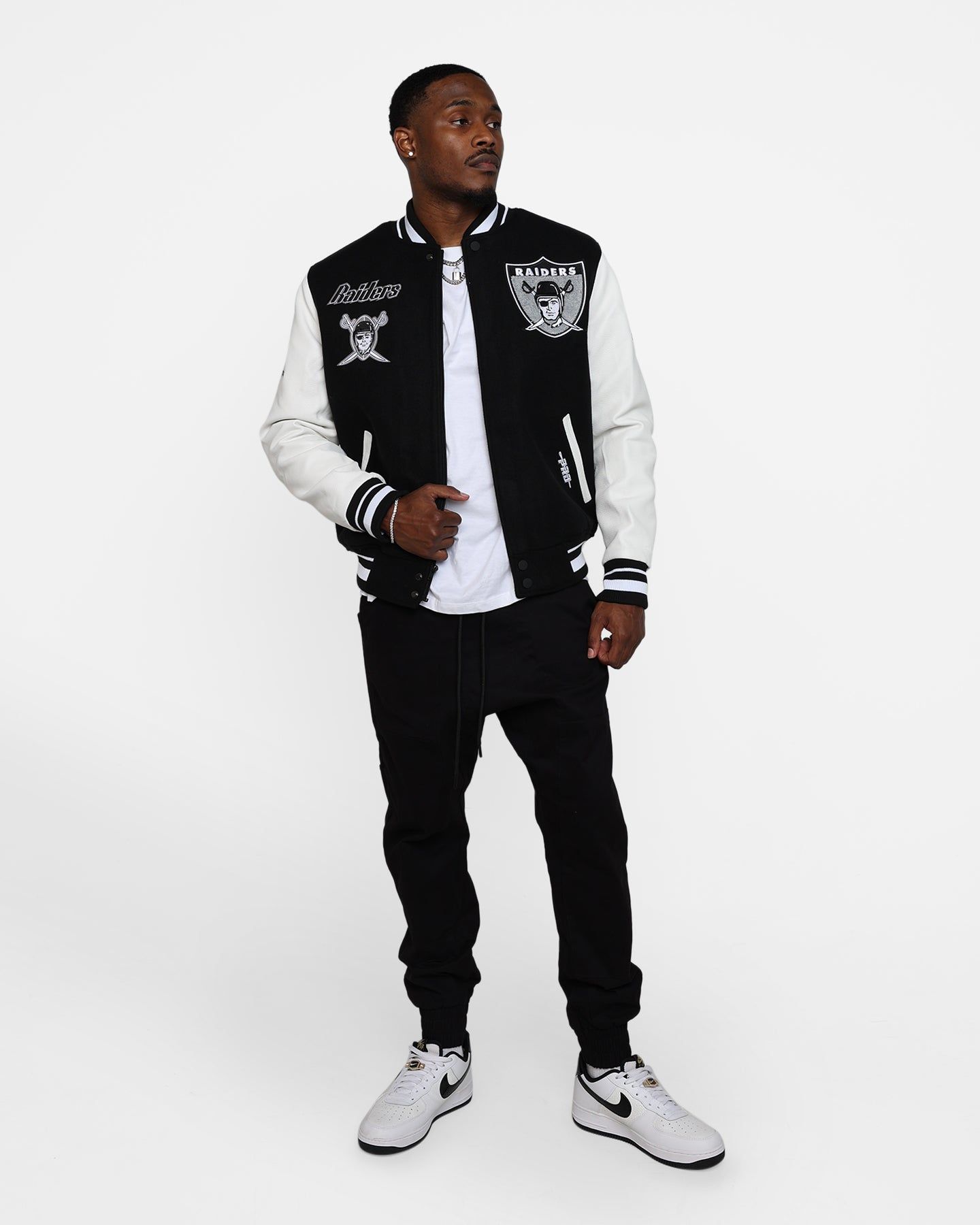 Pro Standard Oakland Raiders Wool Varsity Jacket Black/White sold by Culture Kings product image thumbnail 3