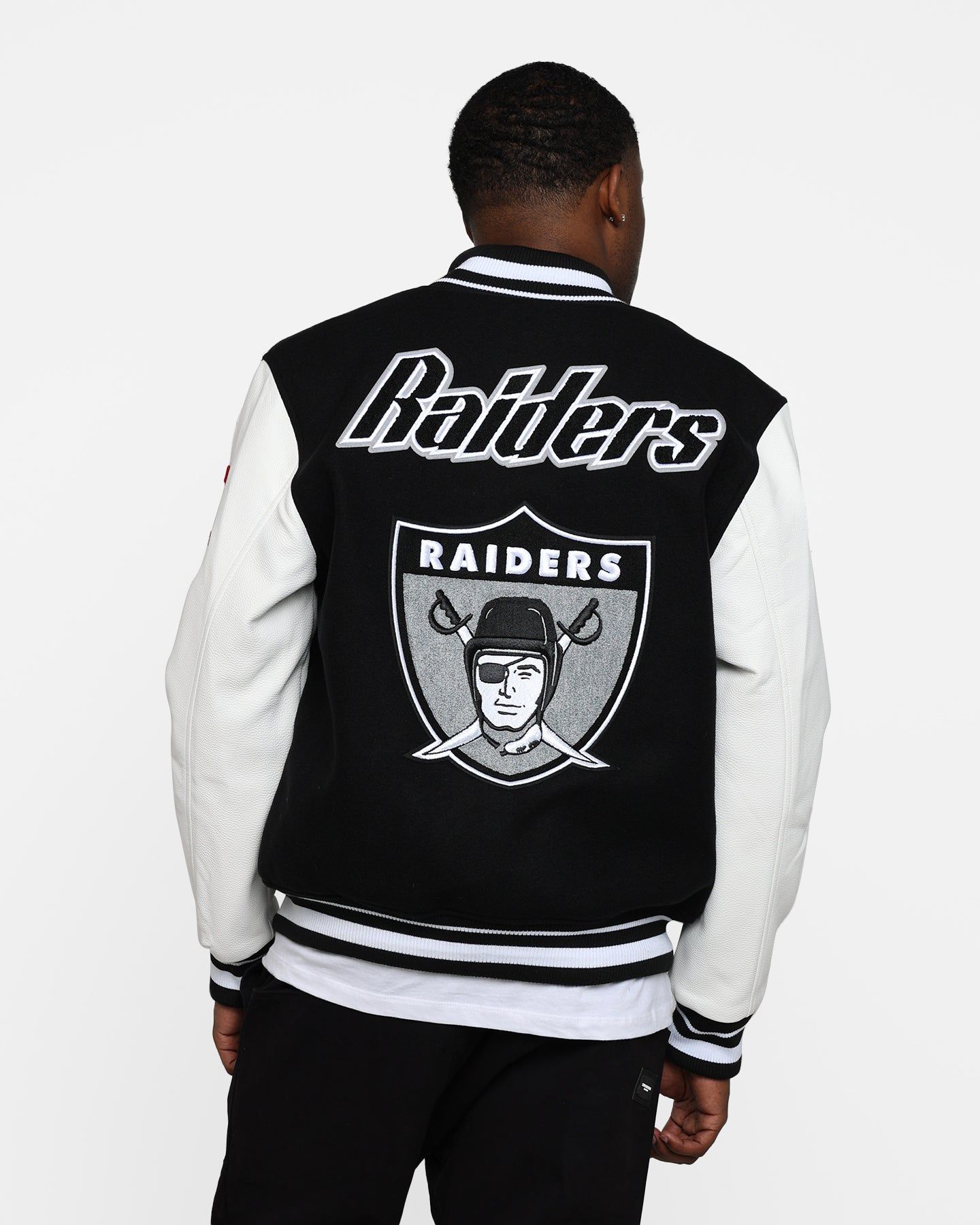 Pro Standard Oakland Raiders Wool Varsity Jacket Black/White sold by Culture Kings product image thumbnail 2