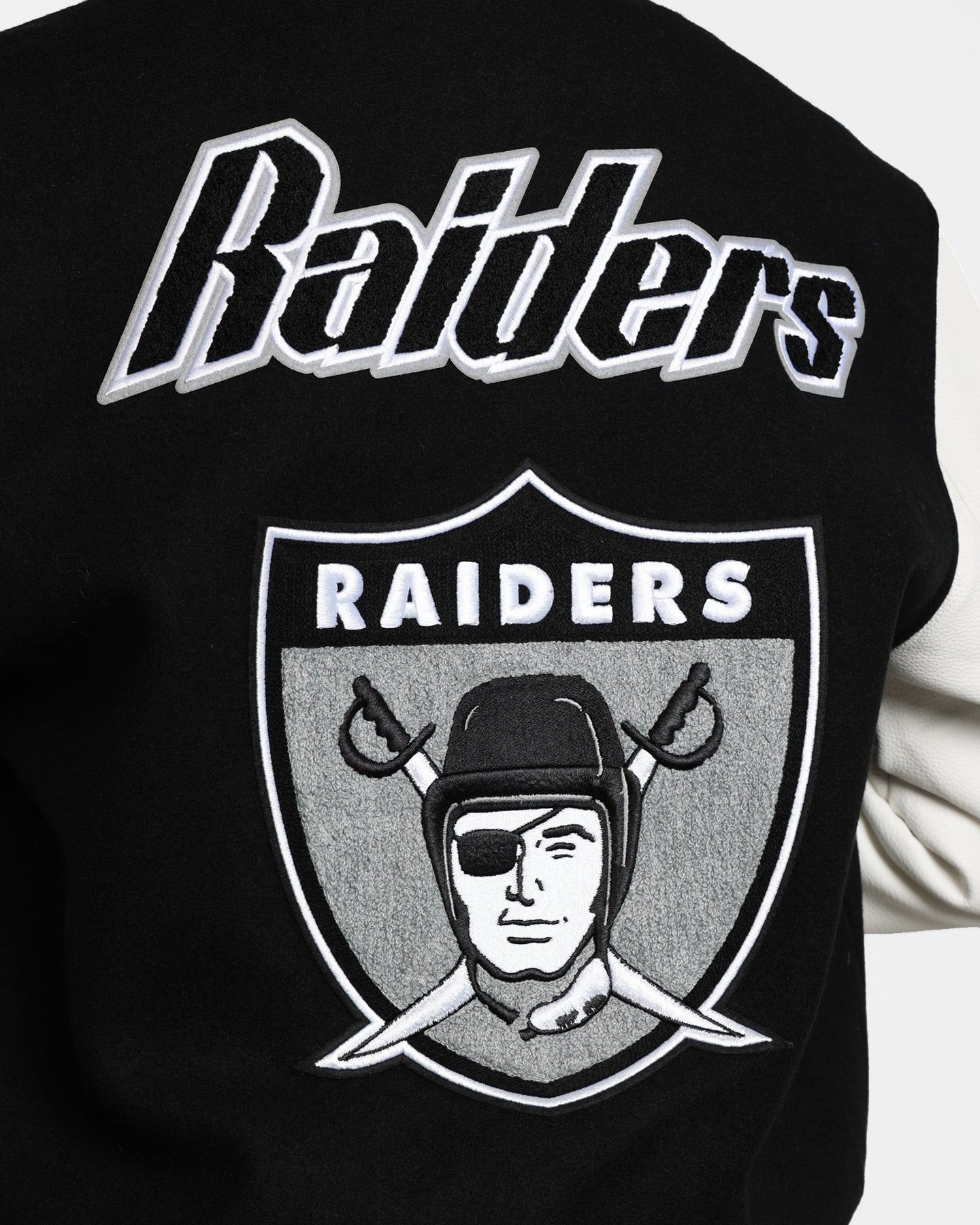 Pro Standard Oakland Raiders Wool Varsity Jacket Black/White sold by Culture Kings product image thumbnail 10