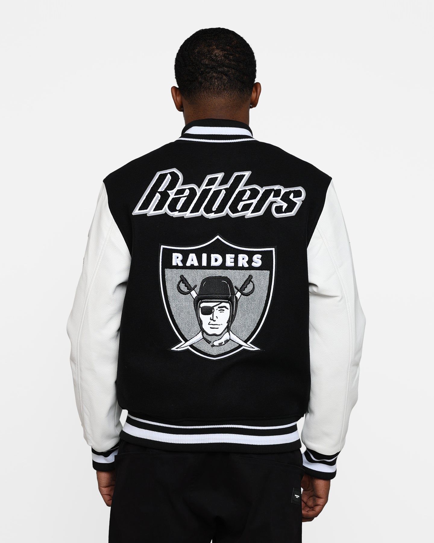 Pro Standard Oakland Raiders Wool Varsity Jacket Black/White sold by Culture Kings product image thumbnail 5