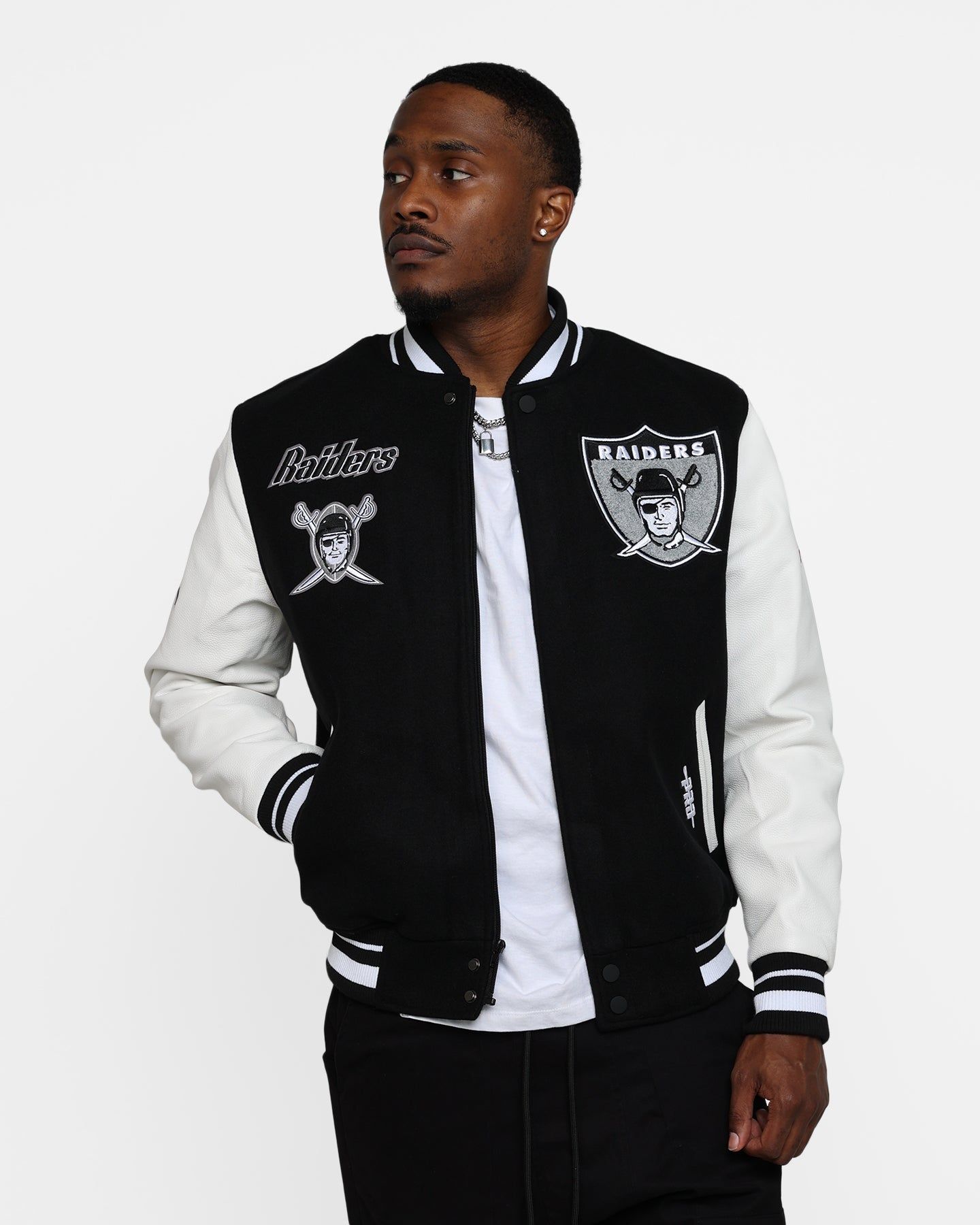 Pro Standard Oakland Raiders Wool Varsity Jacket Black/White sold by Culture Kings