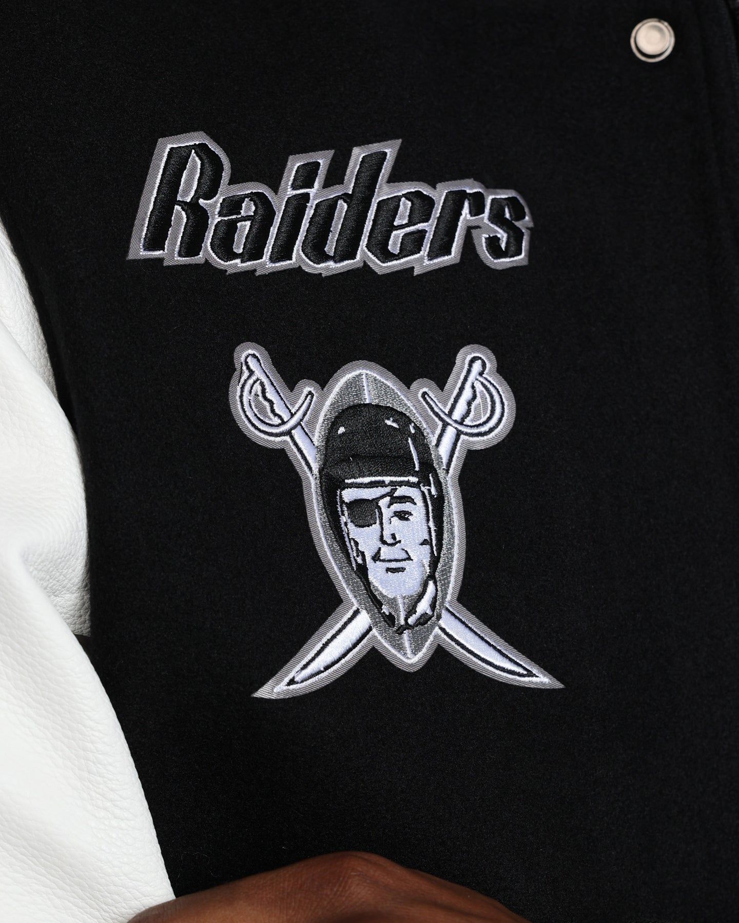 Pro Standard Oakland Raiders Wool Varsity Jacket Black/White sold by Culture Kings product image thumbnail 12