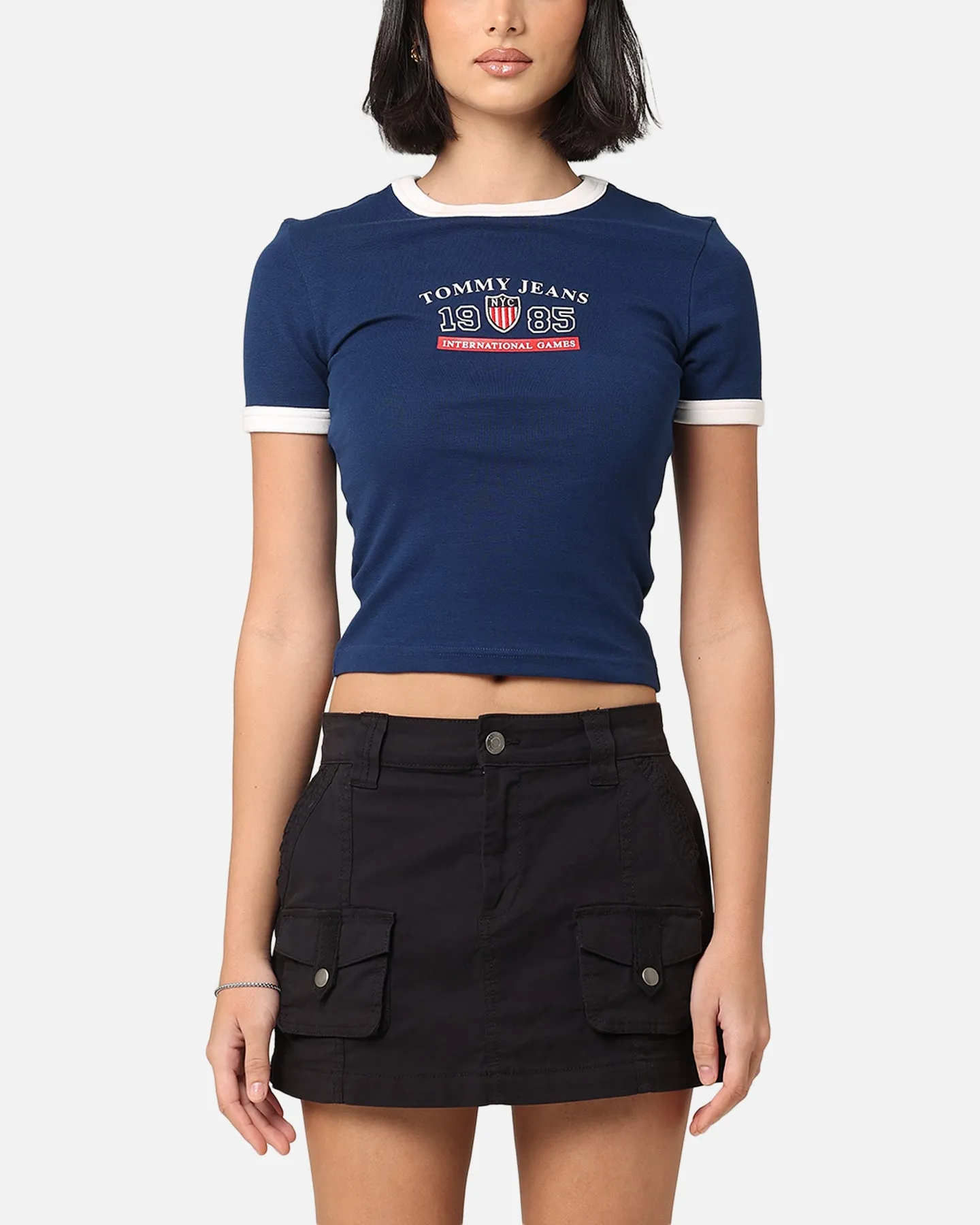 Tommy Jeans Women's TJW Archive Games Ringer T-Shirt Twilight Indigo sold by Culture Kings
