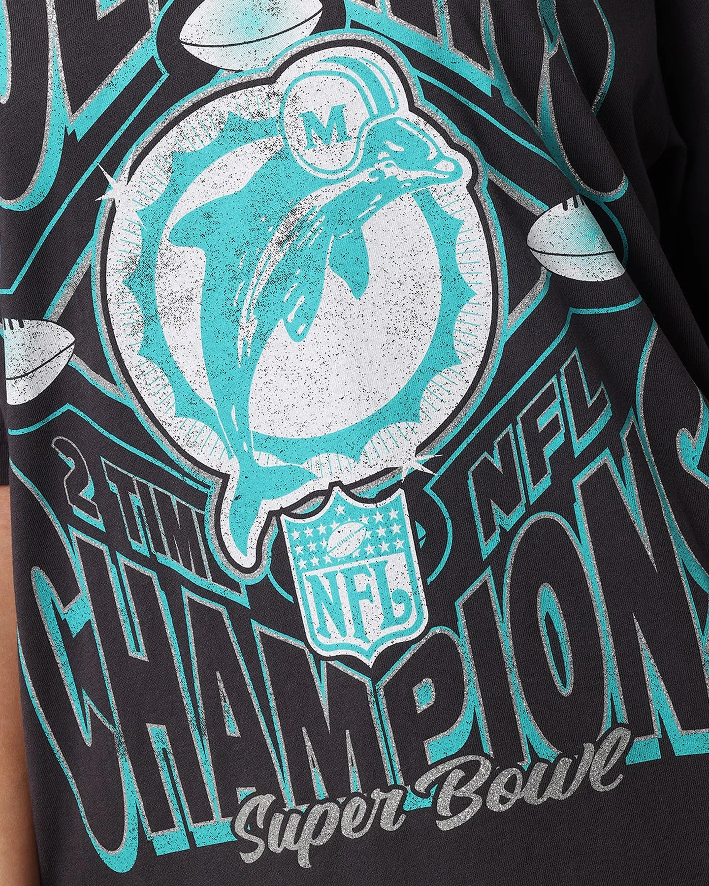 Mitchell & Ness Women's Miami Dolphins NFL Champs Glitter T-Shirt Overdyed Black sold by Culture Kings product image thumbnail 2