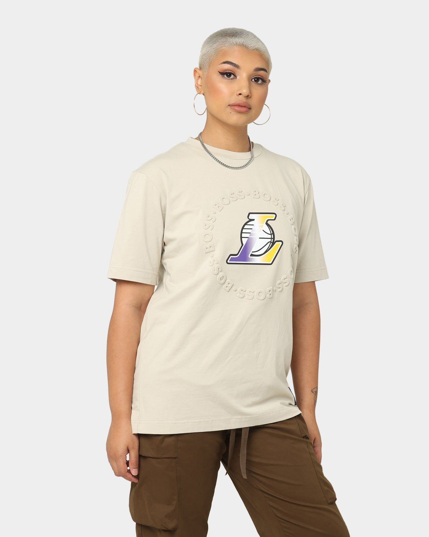 Hugo Boss X NBA Basic Los Angeles Lakers Short Sleeve T-Shirt Light Beige sold by Culture Kings product image thumbnail 5