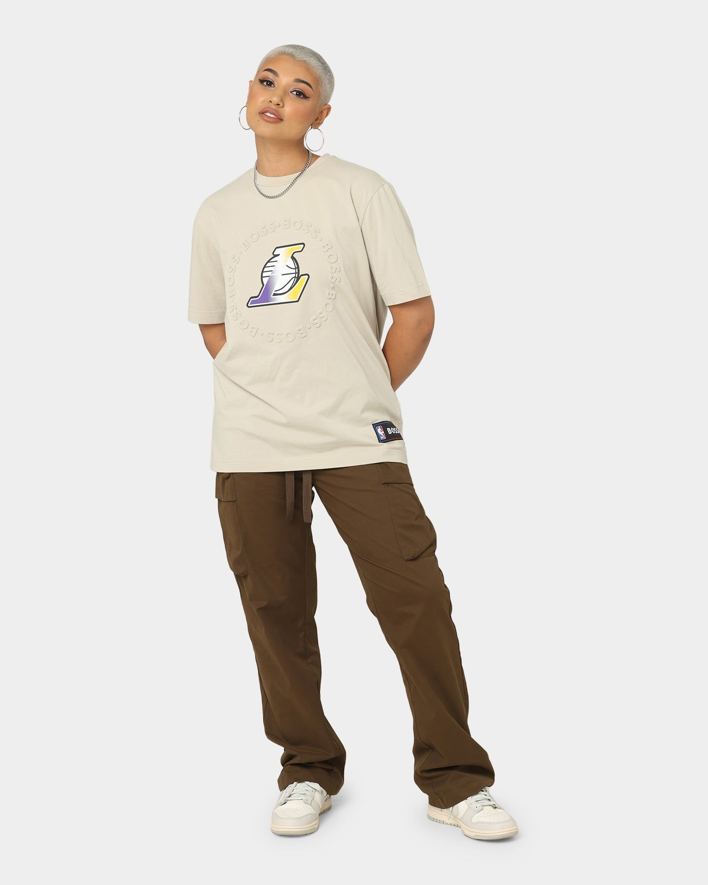 Hugo Boss X NBA Basic Los Angeles Lakers Short Sleeve T-Shirt Light Beige sold by Culture Kings product image thumbnail 2