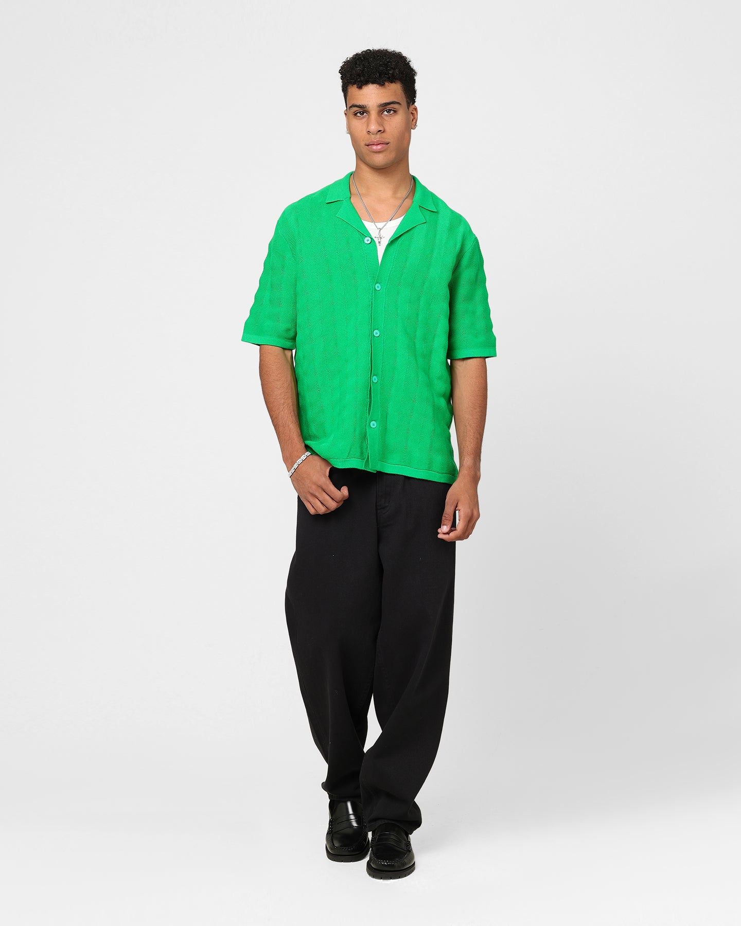 XXIII Lorenzo Knit Button Up Shirt Green sold by Culture Kings product image thumbnail 2