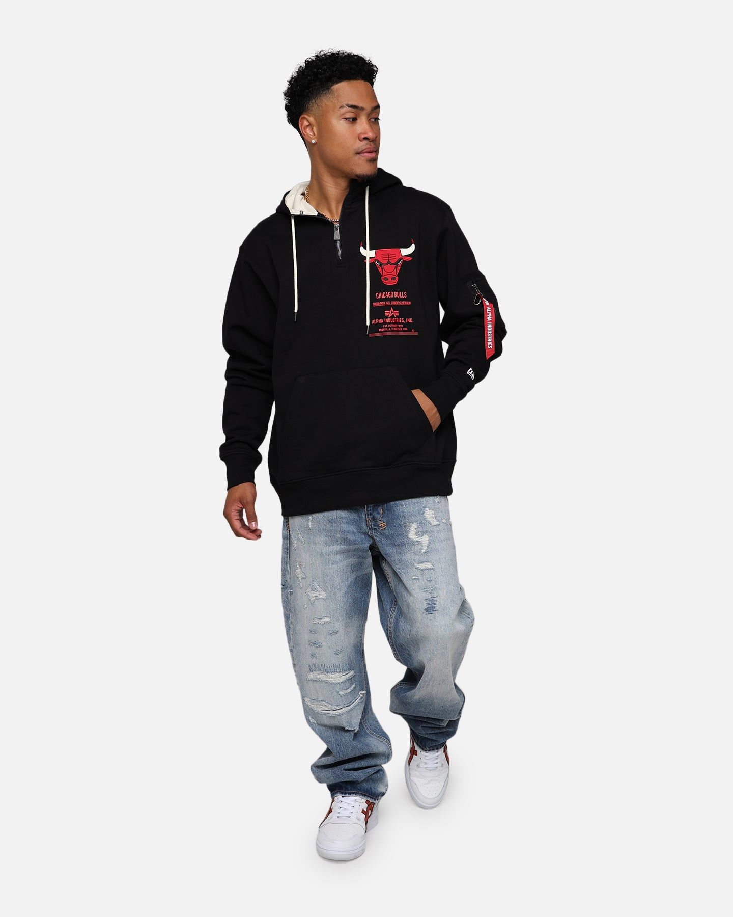 New Era X Alpha Industries Chicago Bulls Zipper Hoodie Black sold by Culture Kings product image thumbnail 3