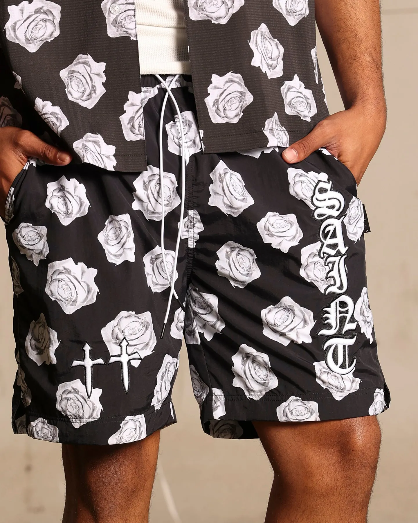 Saint Morta Vintage Rose Beach Shorts Black sold by Culture Kings product image thumbnail 3