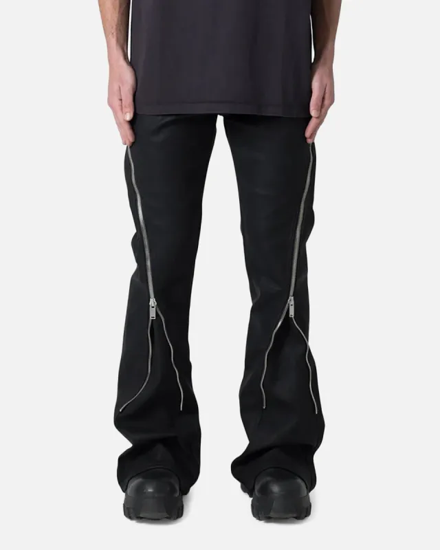 MNML D519 Leather Zipper Flare Pants Black sold by Culture Kings