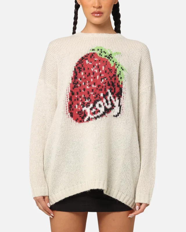X-Girl Women's Strawberry Oversized Knit Crewneck Cream sold by Culture Kings
