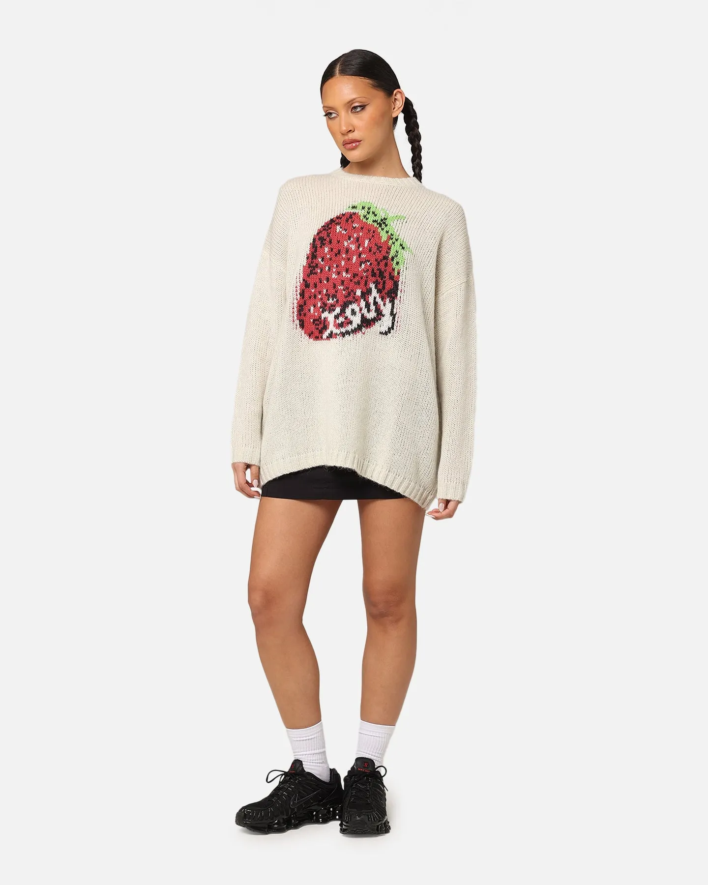 X-Girl Women's Strawberry Oversized Knit Crewneck Cream sold by Culture Kings product image thumbnail 2