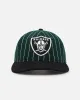 New Era Las Vegas Raiders 9FIFTY Retro Melton Pinstripe Strapback Dark Green/Black sold by Culture Kings