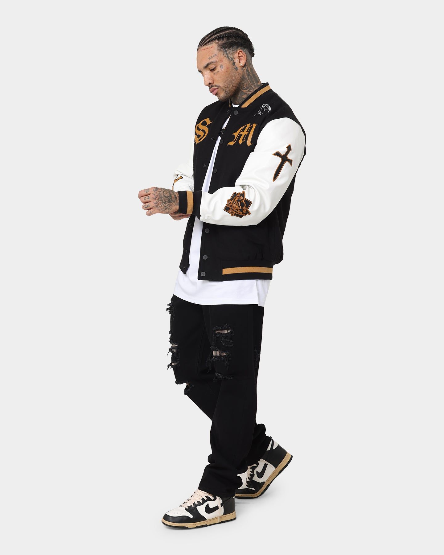 Saint Morta Graveyard Varsity Jacket Black/Tan sold by Culture Kings product image thumbnail 3