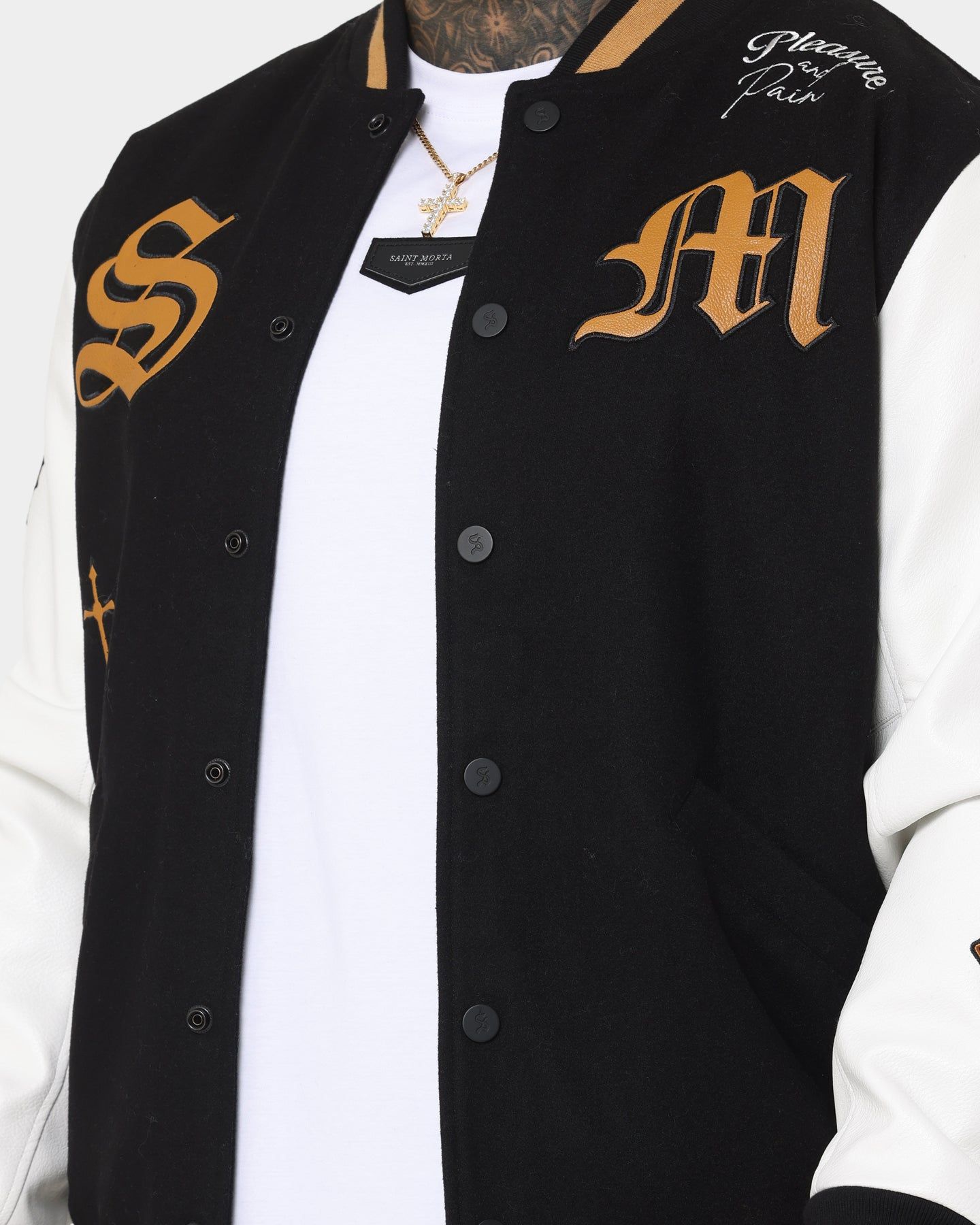 Saint Morta Graveyard Varsity Jacket Black/Tan sold by Culture Kings product image thumbnail 4