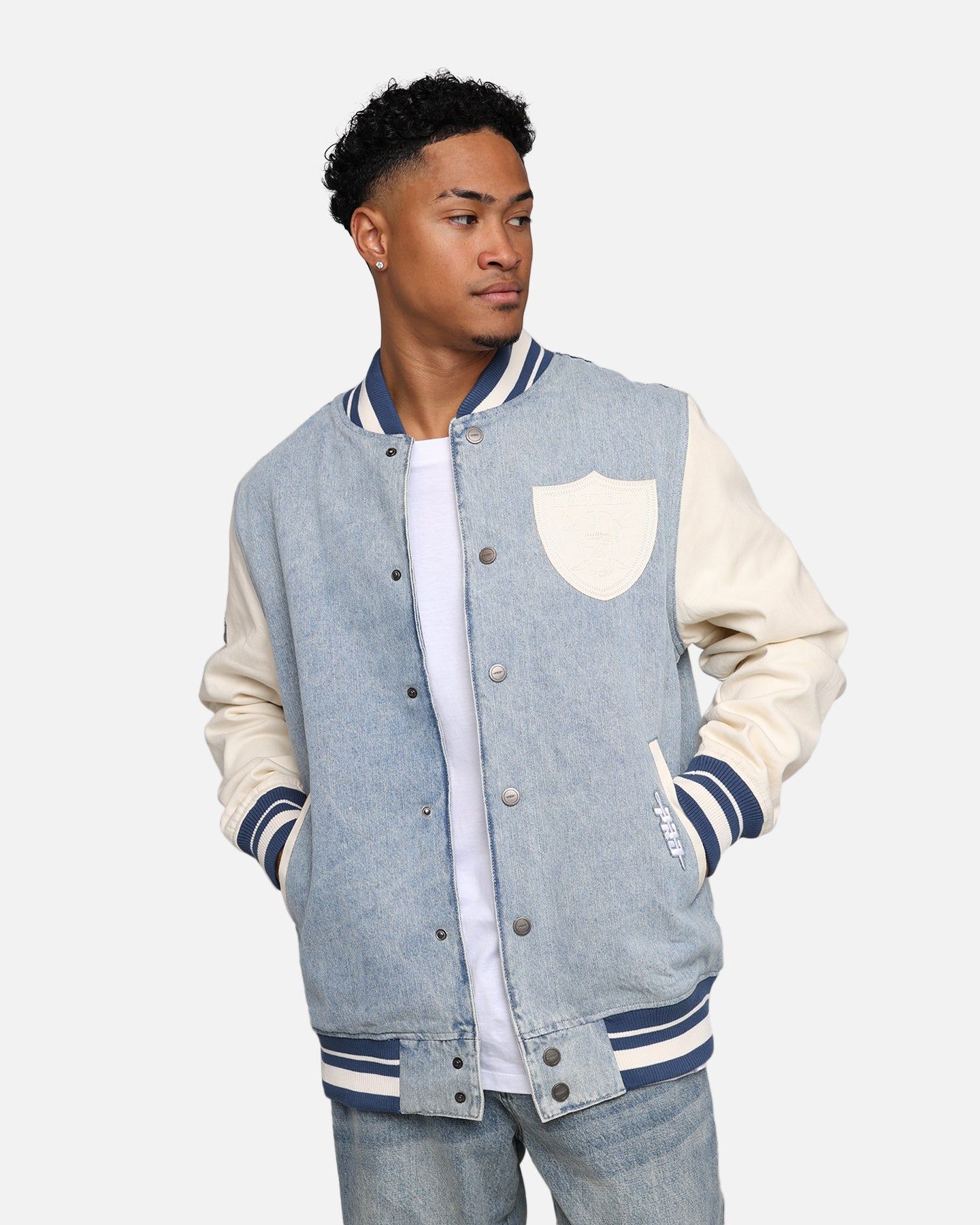 Pro Standard Las Vegas Raiders Varsity Denim Jacket Denim/Linen sold by Culture Kings