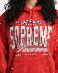 Supreme Rhinestone Hoodie Sweatshirt Burnt Red sold by Culture Kings