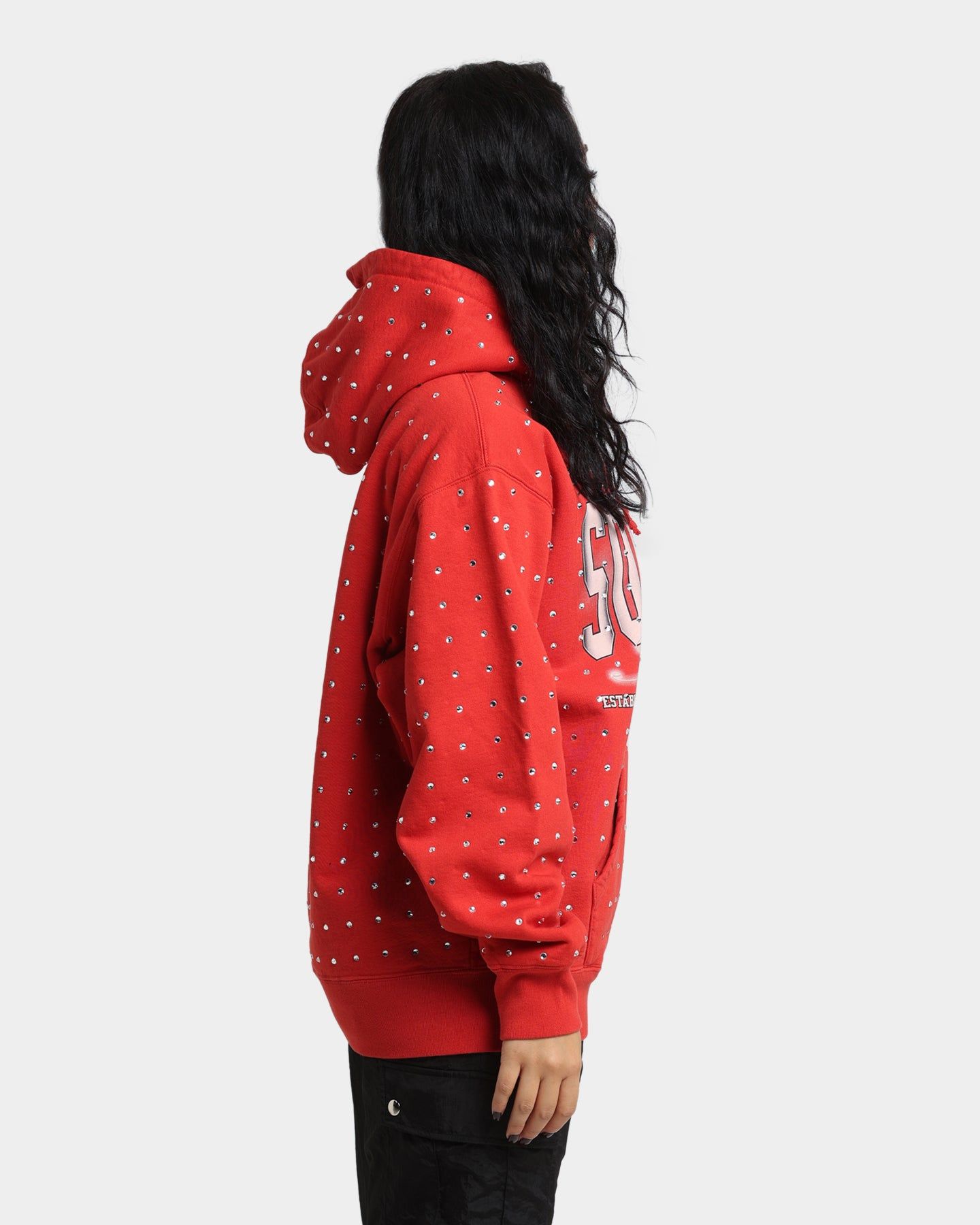 Supreme Rhinestone Hoodie Sweatshirt Burnt Red sold by Culture Kings product image thumbnail 5