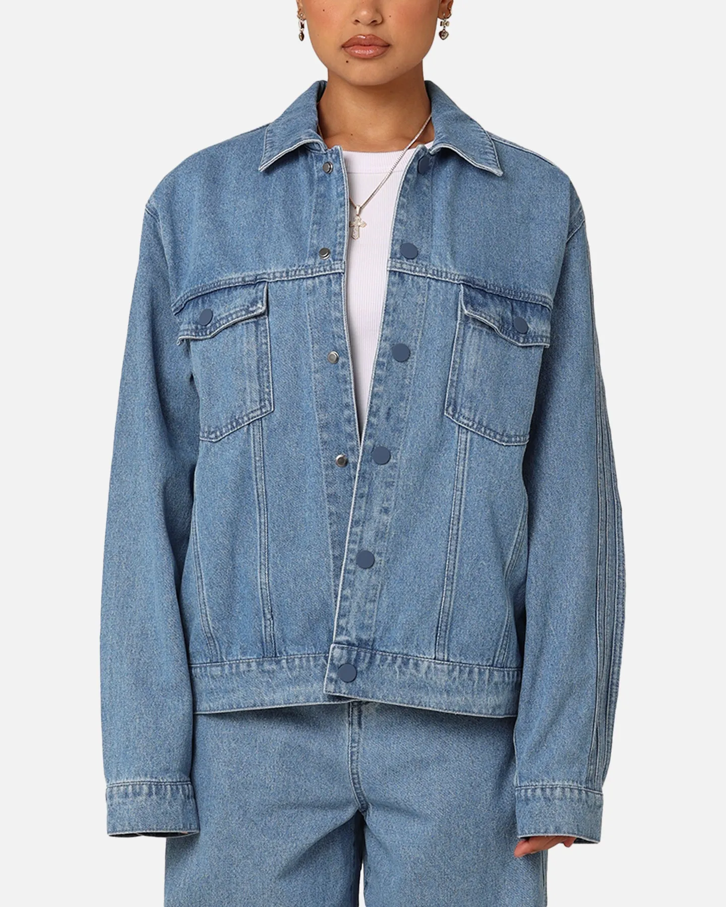 ★adidas★ xxenia 3s jacket light denim Adidas X KSENIASCHNAIDER Women's 3-Stripes Jacket Light