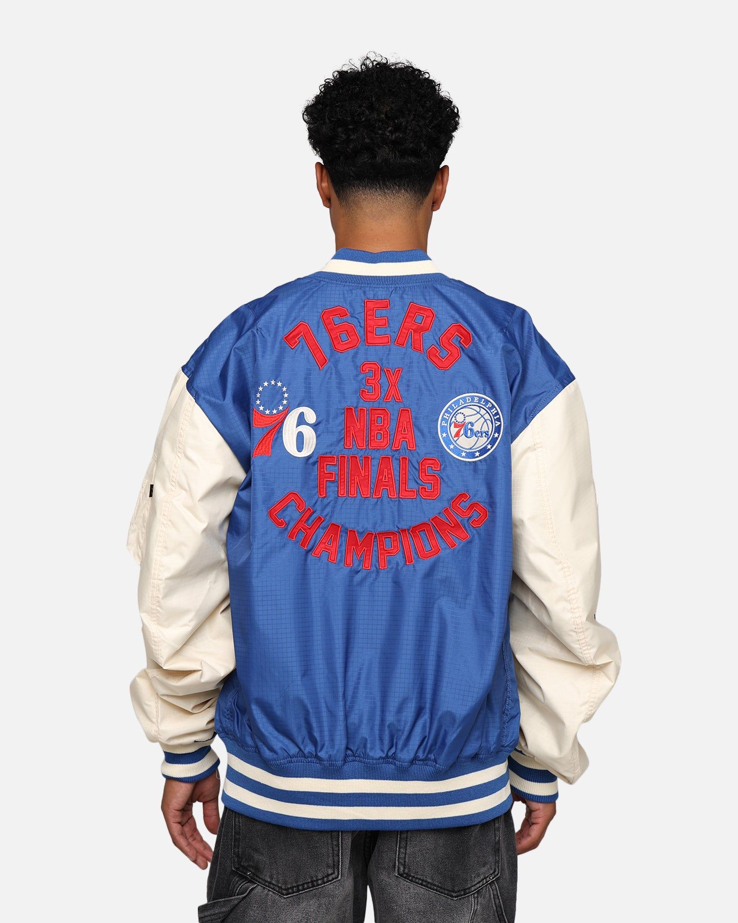 New Era X Alpha Industries Philadelphia 76ers L-2B Bomber Jacket Blue sold by Culture Kings product image thumbnail 5