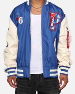 New Era X Alpha Industries Philadelphia 76ers L-2B Bomber Jacket Blue sold by Culture Kings
