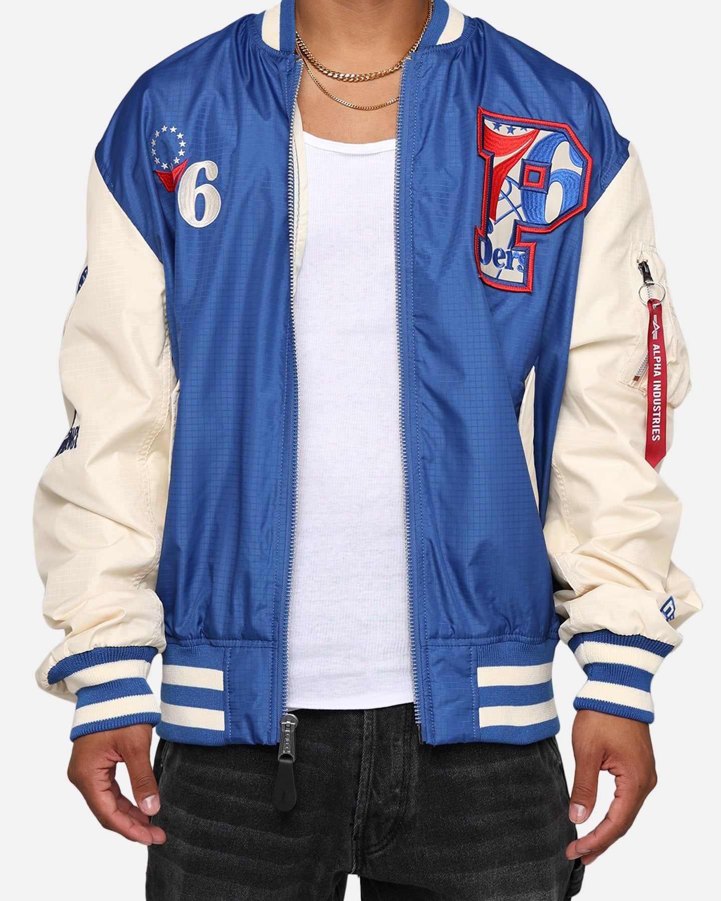 New Era X Alpha Industries Philadelphia 76ers L-2B Bomber Jacket Blue sold by Culture Kings product image thumbnail 4
