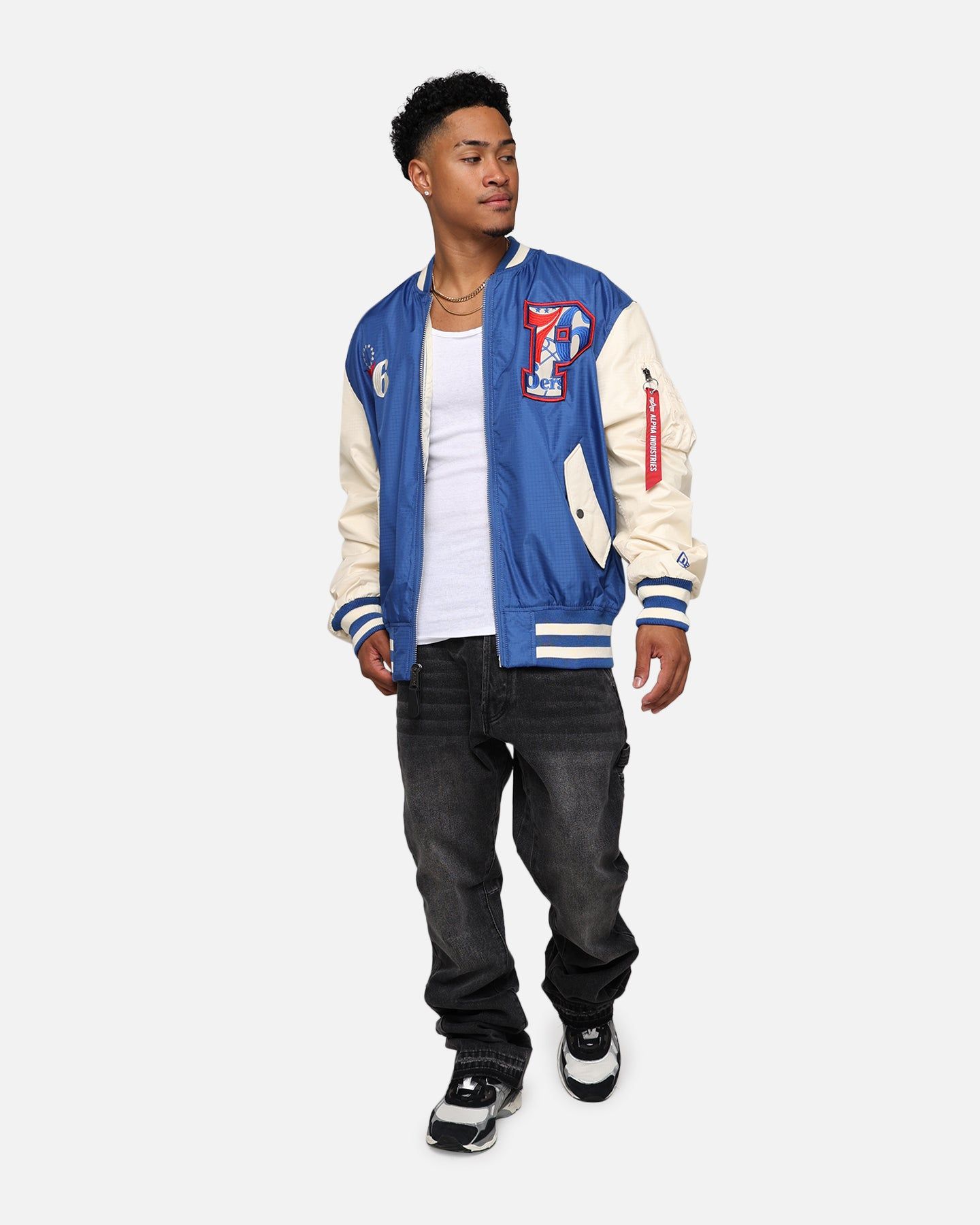 New Era X Alpha Industries Philadelphia 76ers L-2B Bomber Jacket Blue sold by Culture Kings product image thumbnail 3