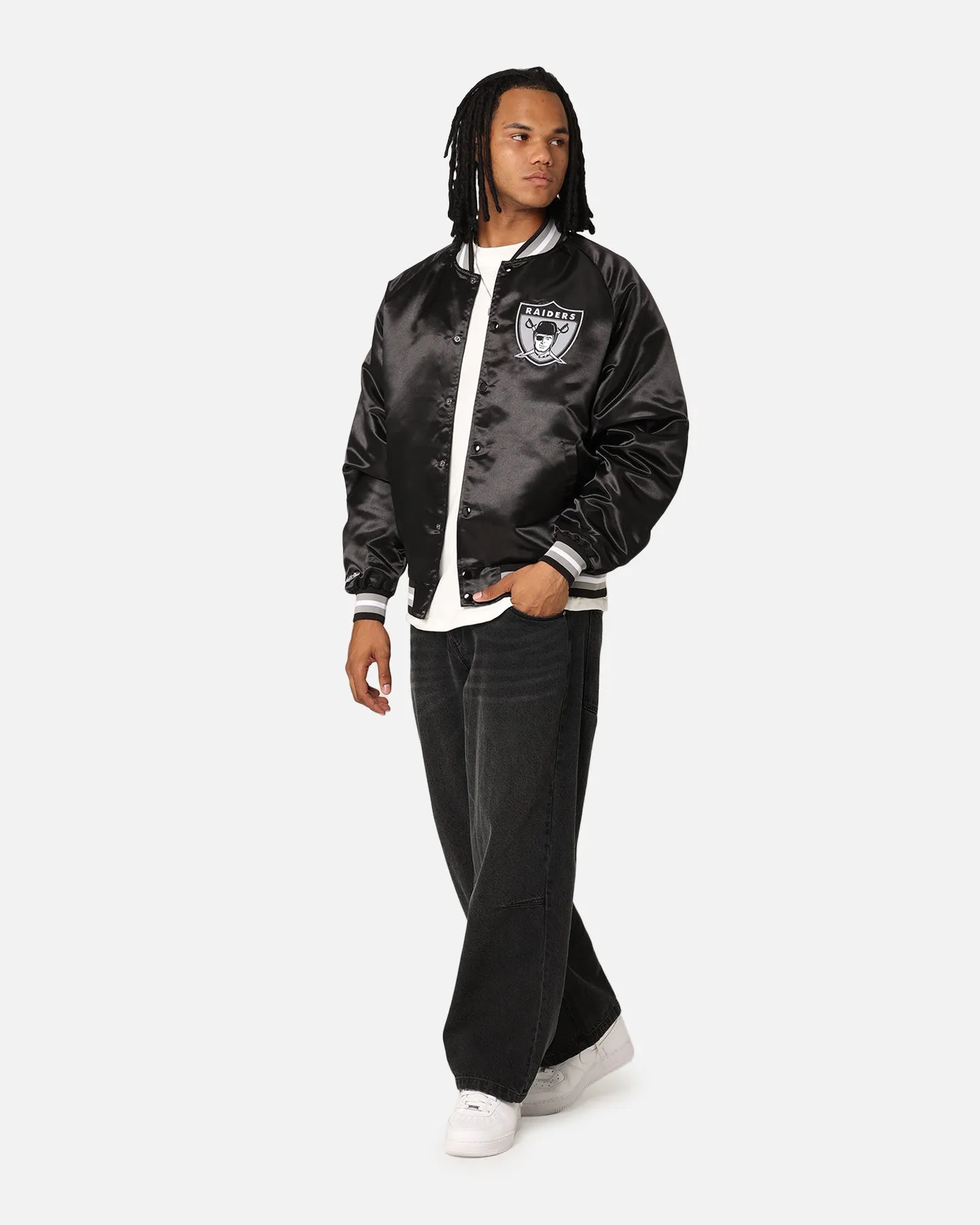 Mitchell & Ness Las Vegas Raiders Lightweight Satin Jacket Black sold by Culture Kings product image thumbnail 2