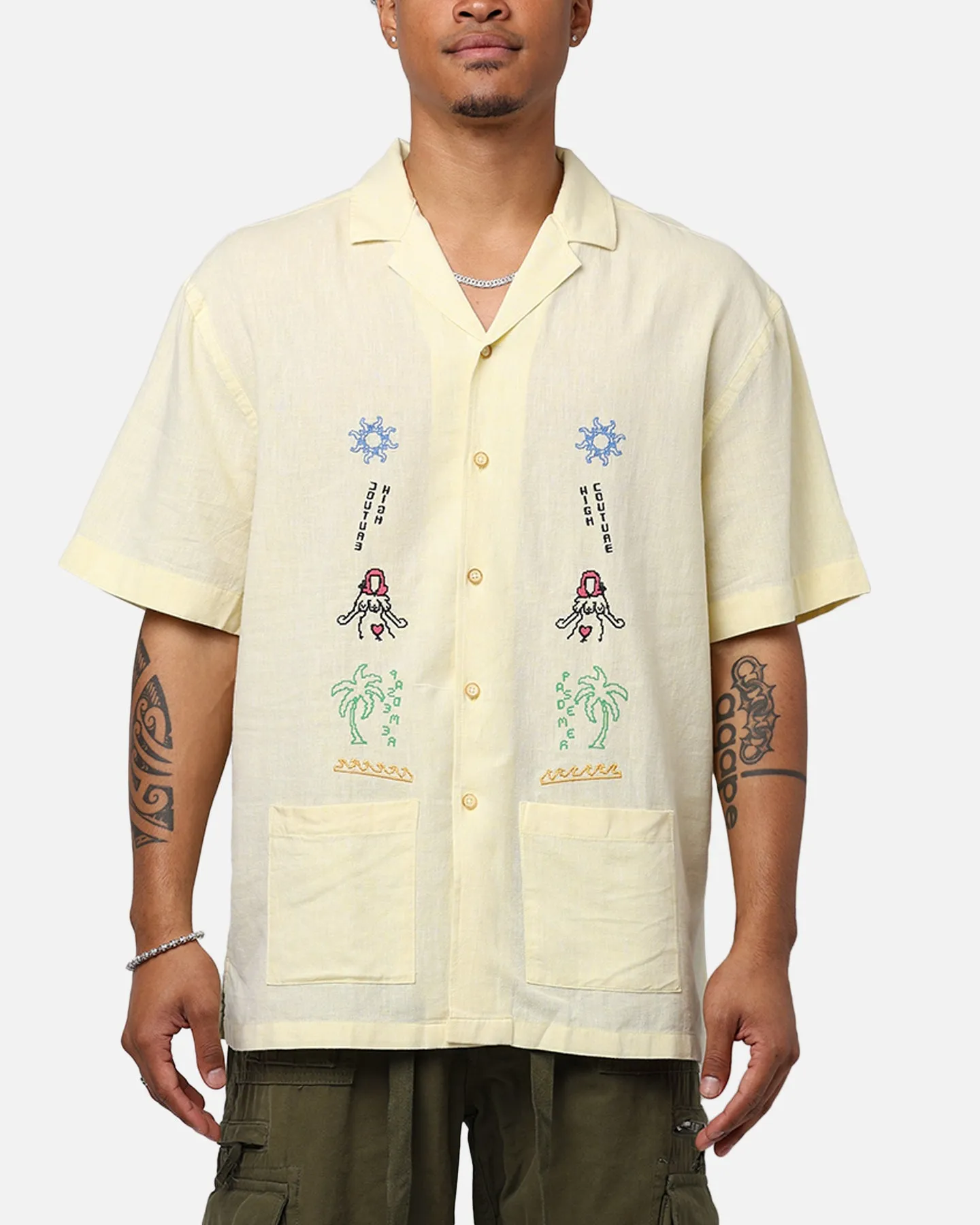 Pas De Mer Postcard Shirt Light Yellow sold by Culture Kings