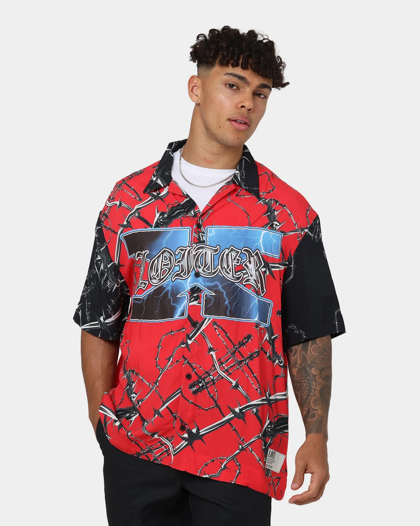 Loiter Frontline Button Up Shirt Red sold by Culture Kings