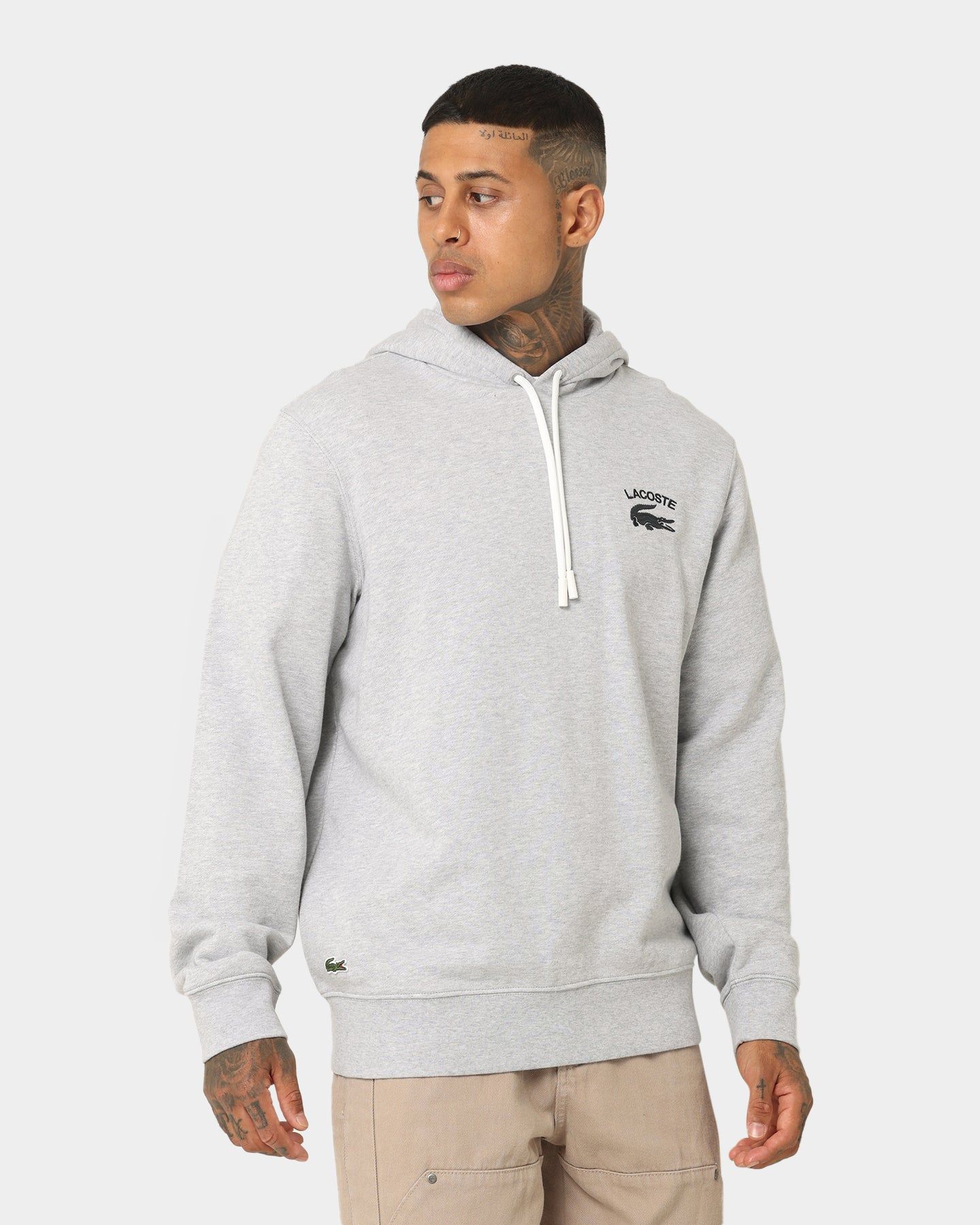 Lacoste Soft Branding Hoodie Silver Chine sold by Culture Kings