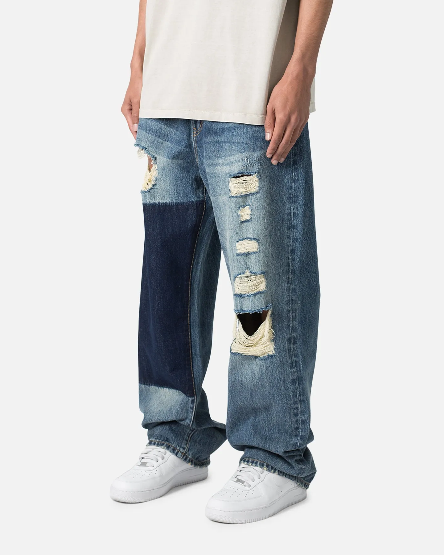MNML Ultra Baggy Knee Thrashed Denim Jeans Blue sold by Culture Kings product image thumbnail 2