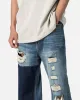MNML Ultra Baggy Knee Thrashed Denim Jeans Blue sold by Culture Kings