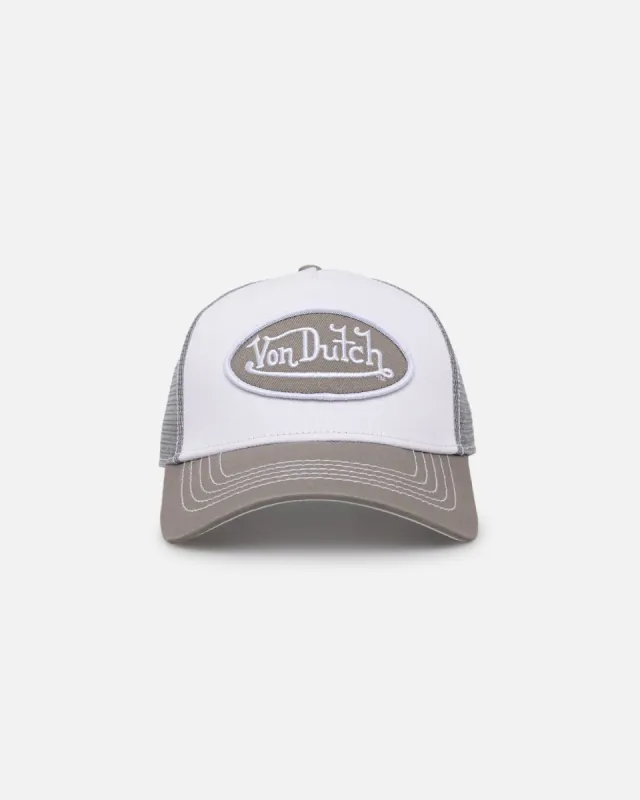 Von Dutch Grey & White Trucker Snapback Grey/White sold by Culture Kings