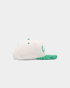 New Era Boston Celtics 'Chrome Corduroy Throwback Script' Golfer Snapback Chrome White sold by Culture Kings