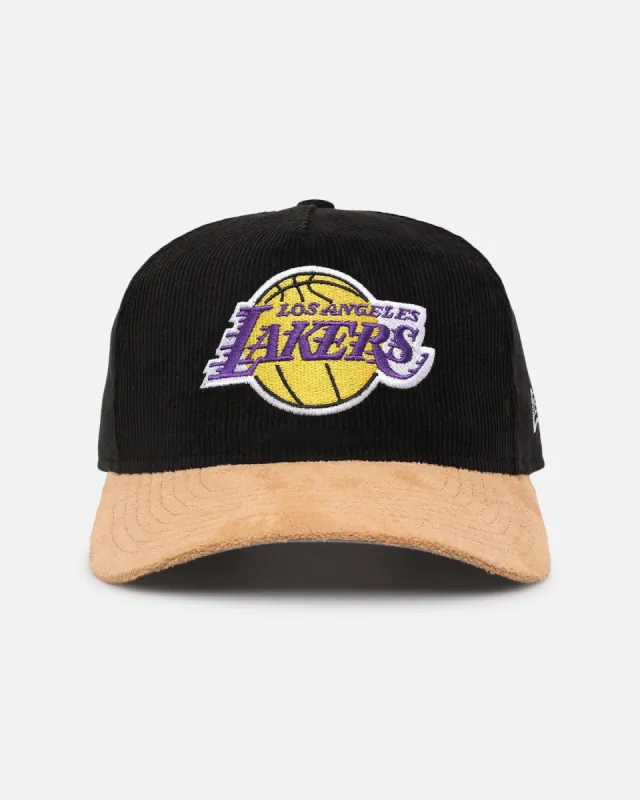 New Era Los Angeles Lakers 'Corduroy Suede' Pre-Curved Golfer Snapback Washed Black sold by Culture Kings