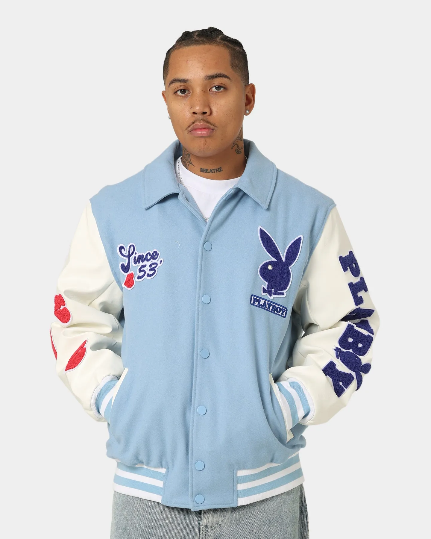 Playboy By CK Team Varsity Jacket Blue/Off White sold by Culture Kings product image thumbnail 3