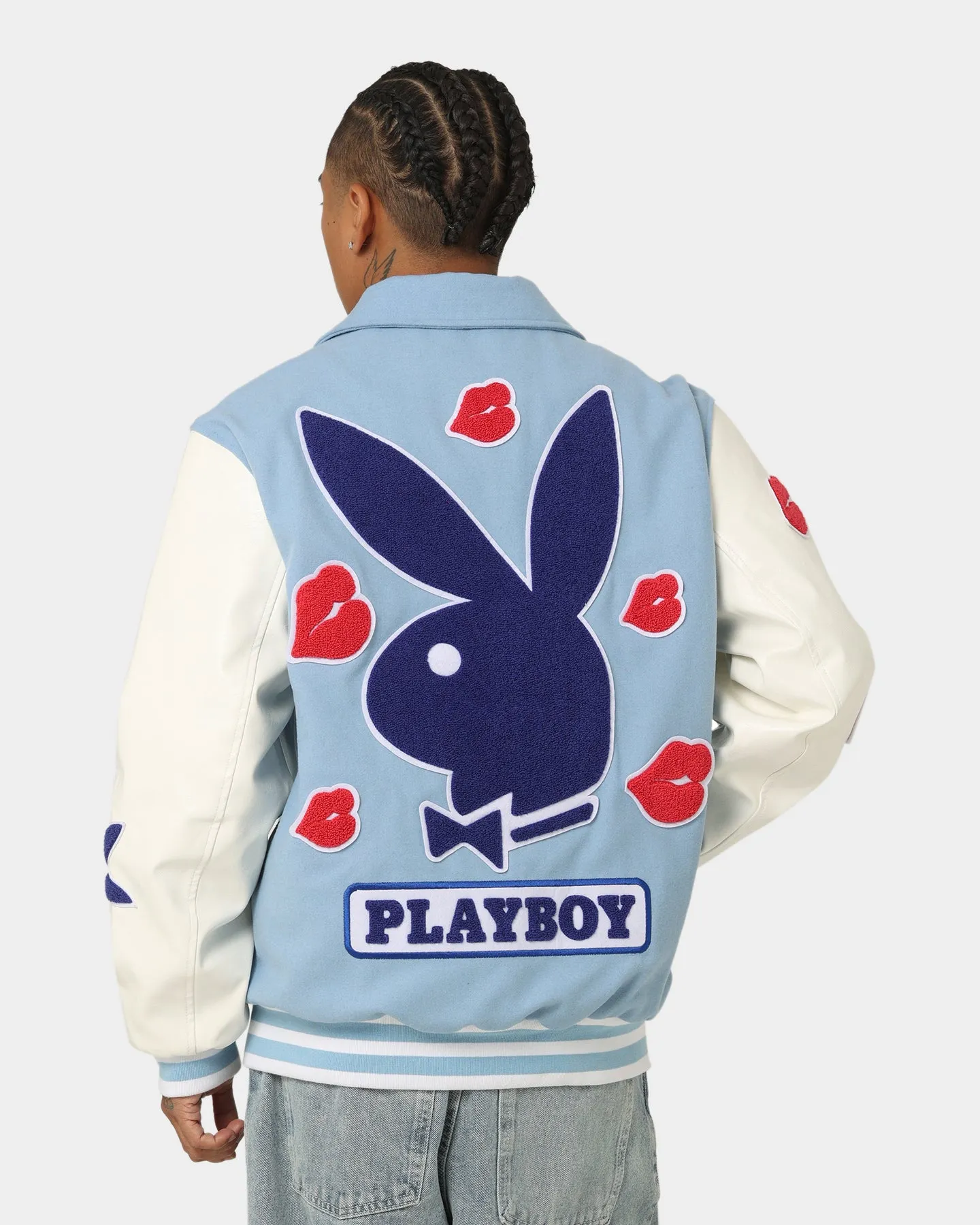 Playboy By CK Team Varsity Jacket Blue/Off White sold by Culture Kings