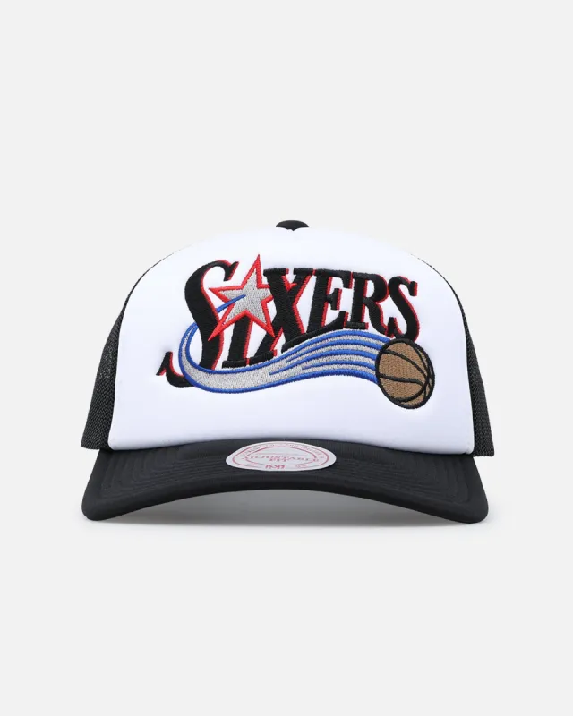 Mitchell & Ness Philadelphia 76ers Team Foam Trucker Snapback Black/White sold by Culture Kings