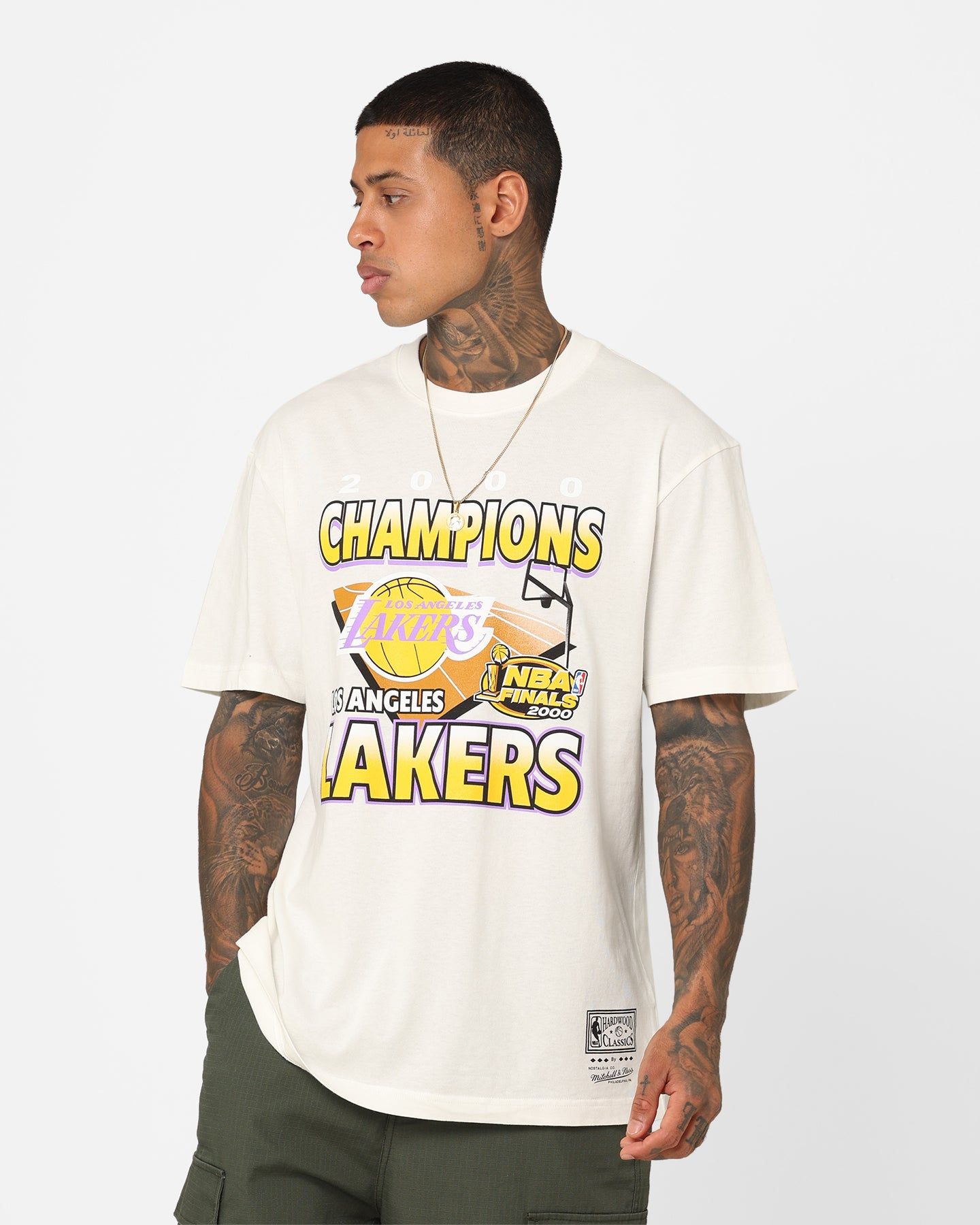 Mitchell & Ness Los Angeles Lakers On Court T-Shirt Vintage White sold by Culture Kings