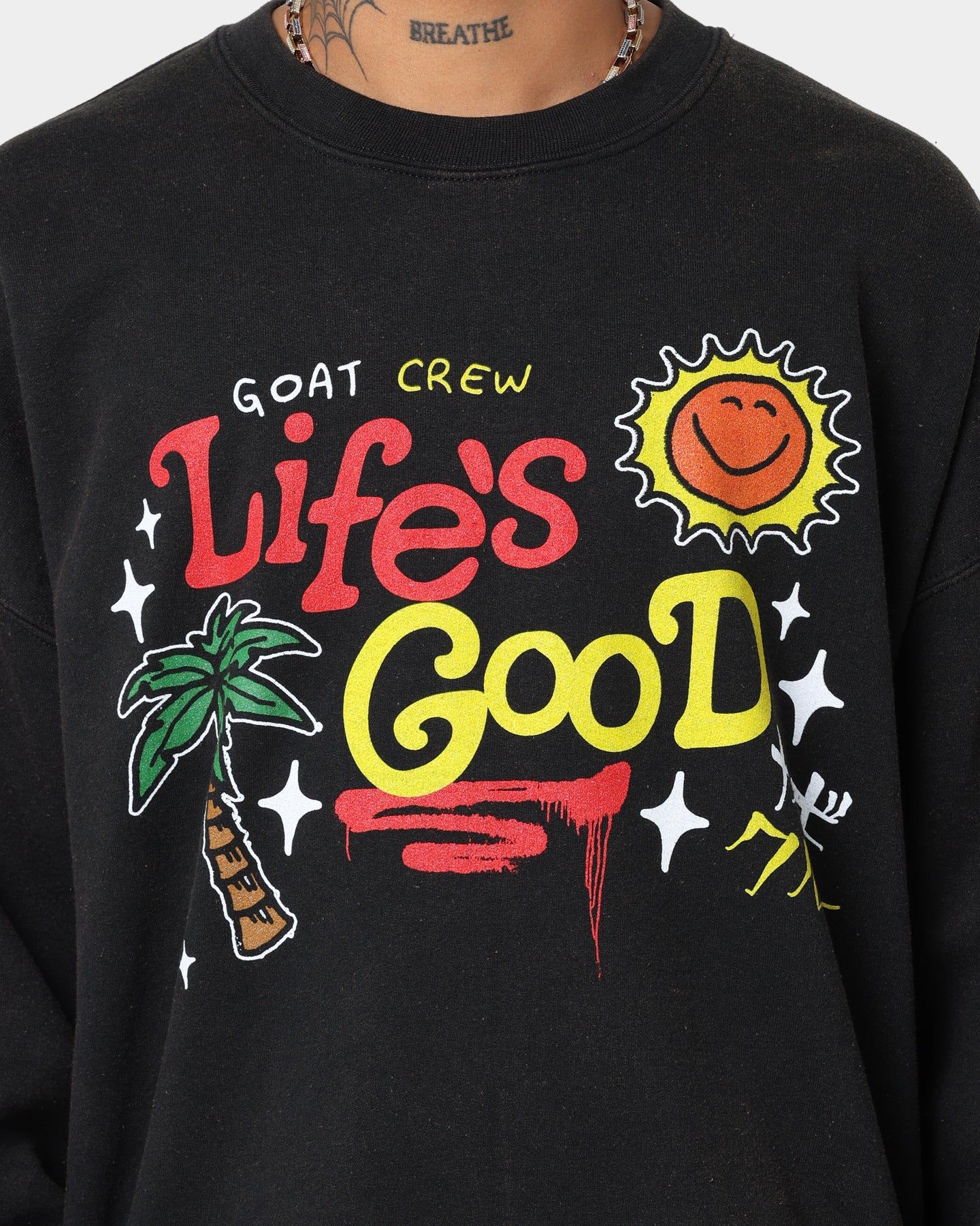 Goat Crew Life Is Good Vintage Crewneck Black sold by Culture Kings product image thumbnail 4