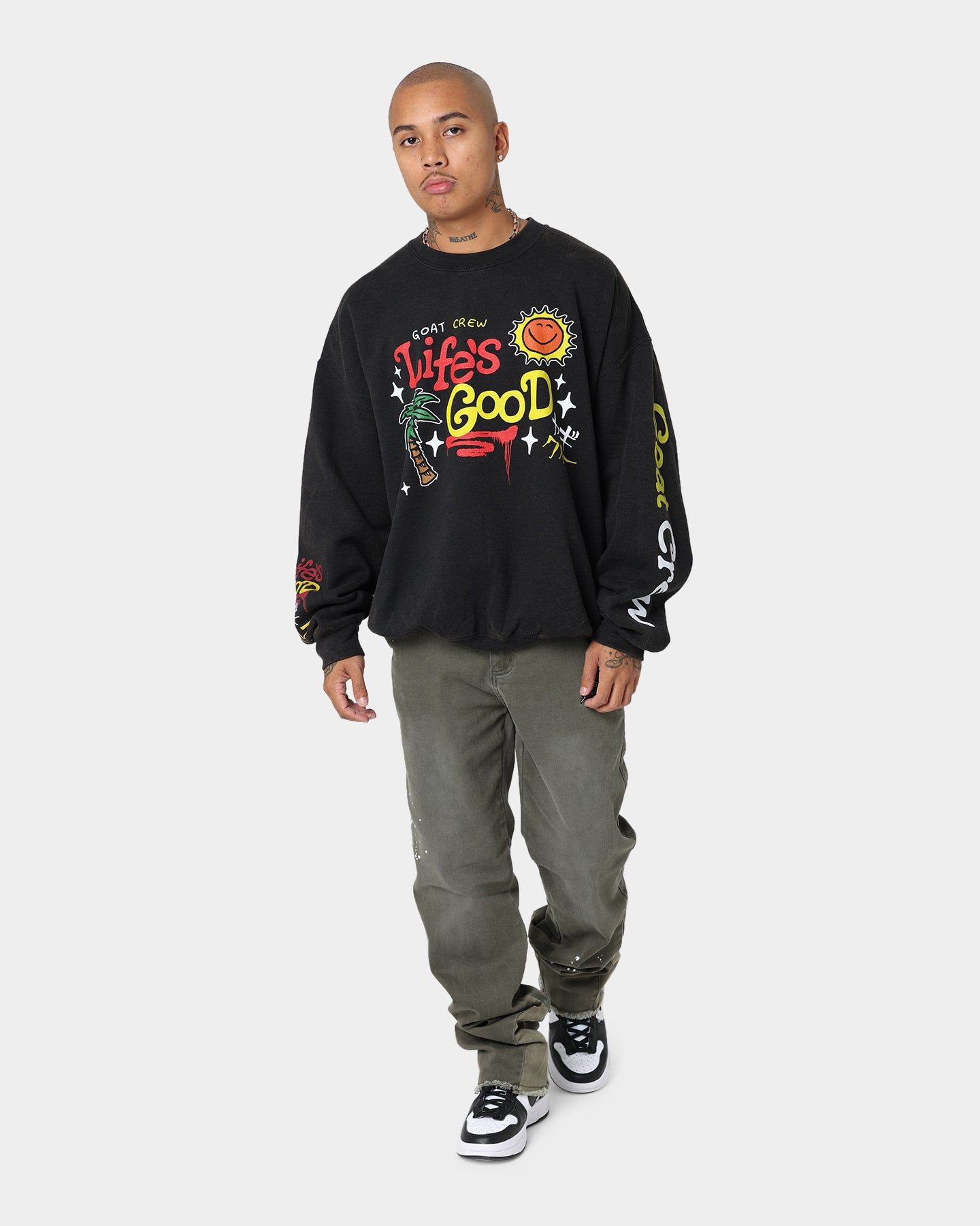 Goat Crew Life Is Good Vintage Crewneck Black sold by Culture Kings product image thumbnail 3