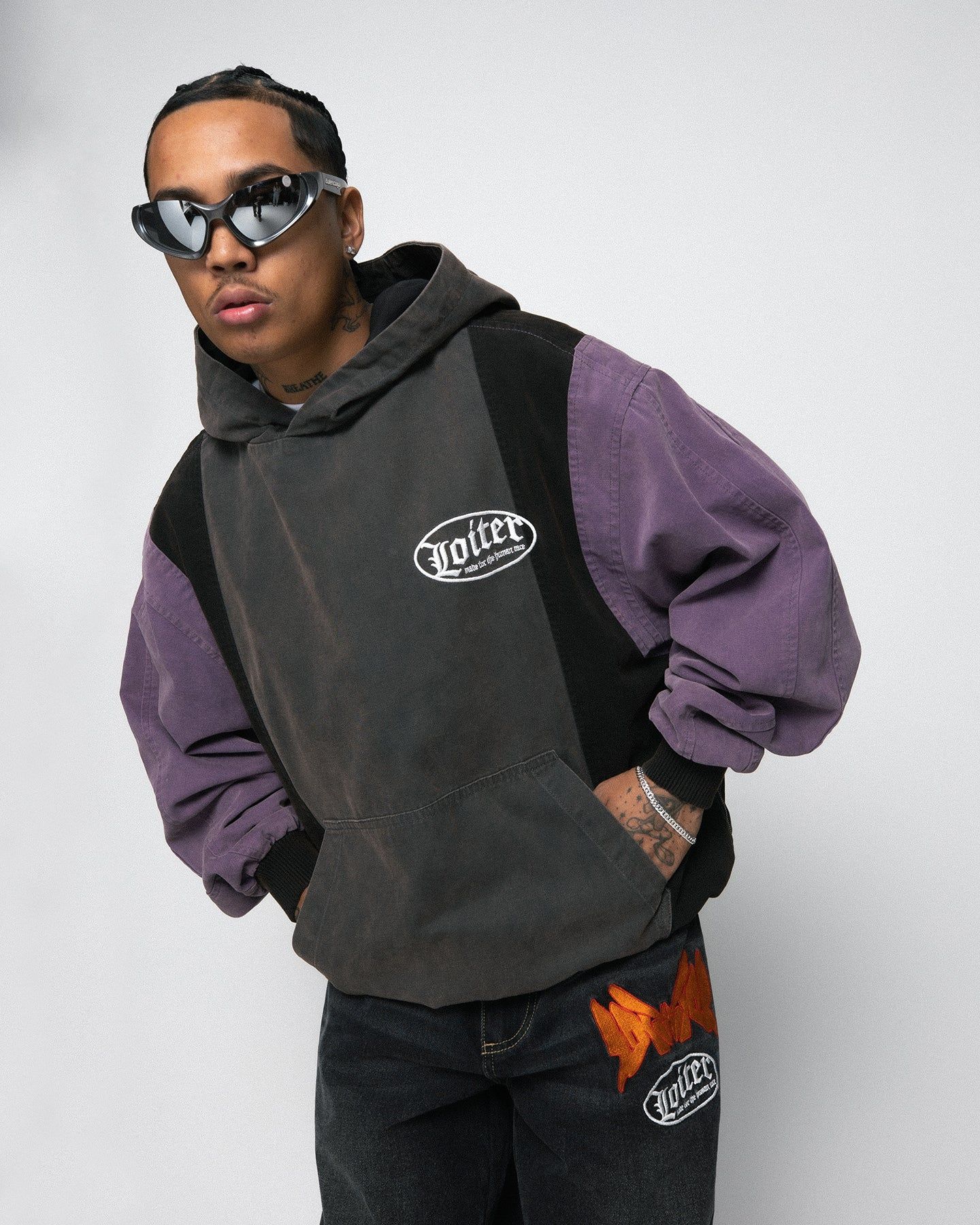 Loiter Splinter Hoodie Charcoal/Purple sold by Culture Kings product image thumbnail 3