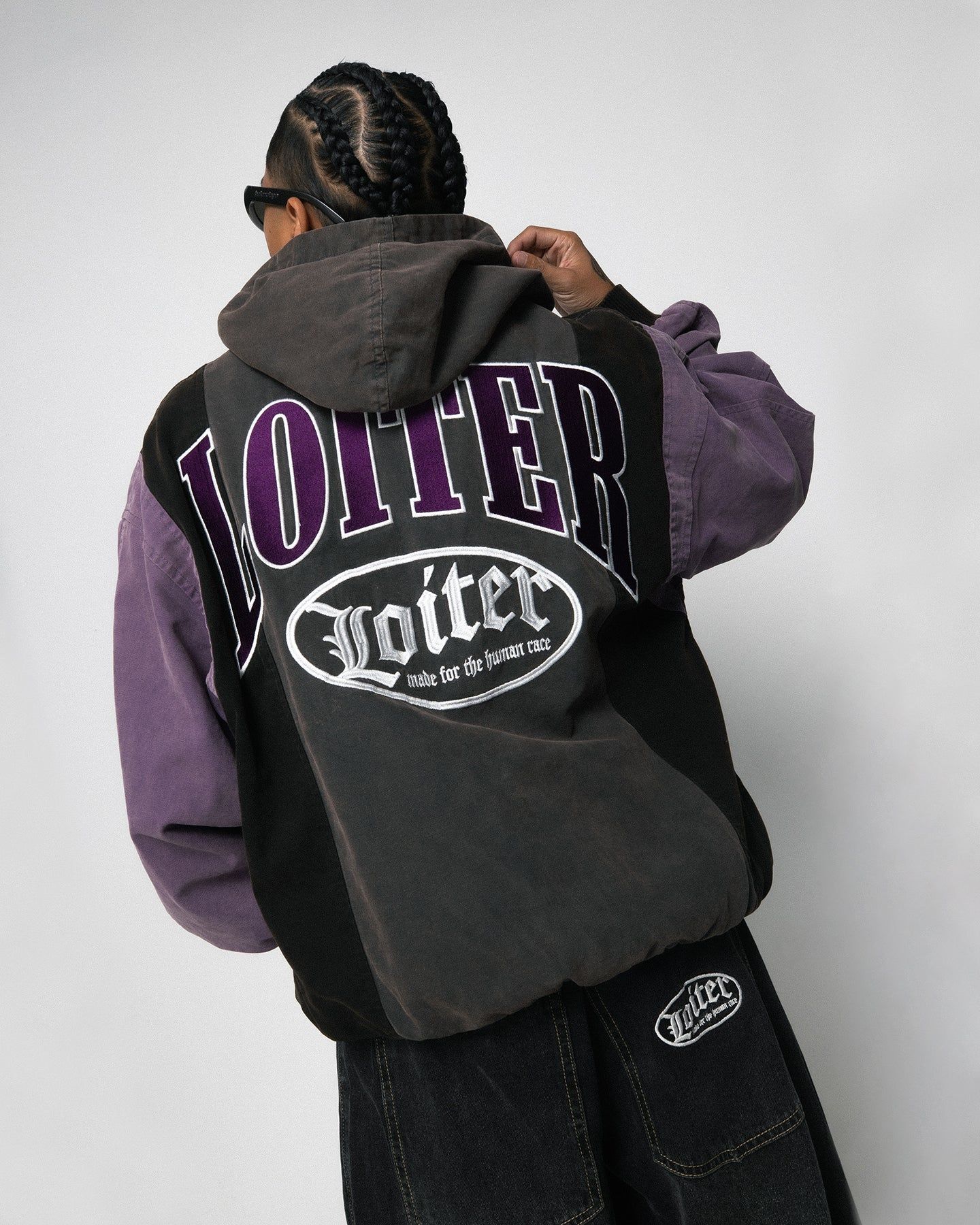 Loiter Splinter Hoodie Charcoal/Purple sold by Culture Kings