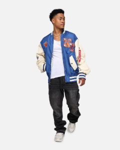 New Era X Alpha Industries New York Knicks L-2B Bomber Jacket Blue sold by Culture Kings
