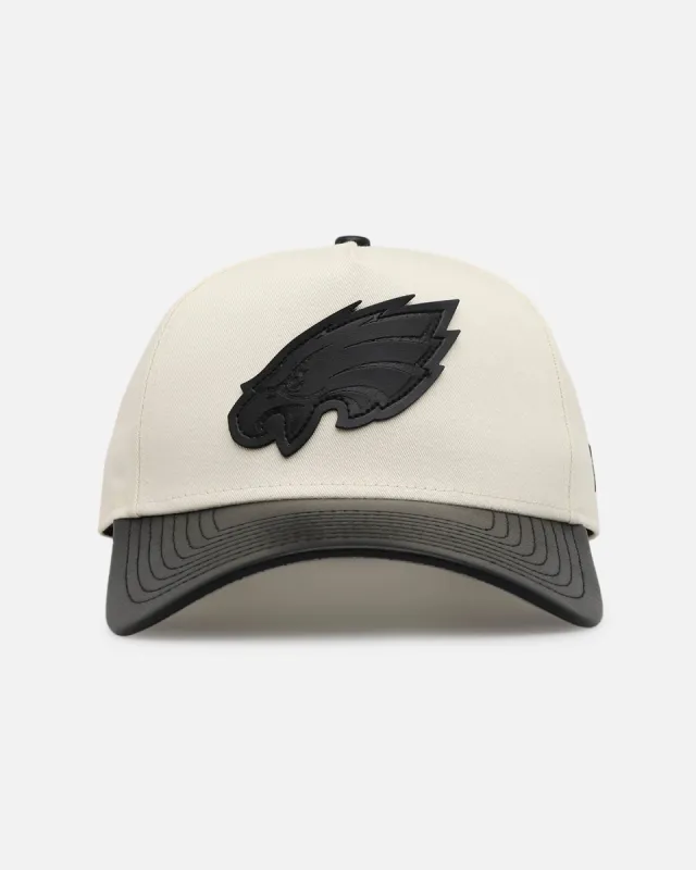 New Era Philadelphia Eagles 'Leather Visor' 9FORTY A-Frame Snapback Chrome White/Black sold by Culture Kings