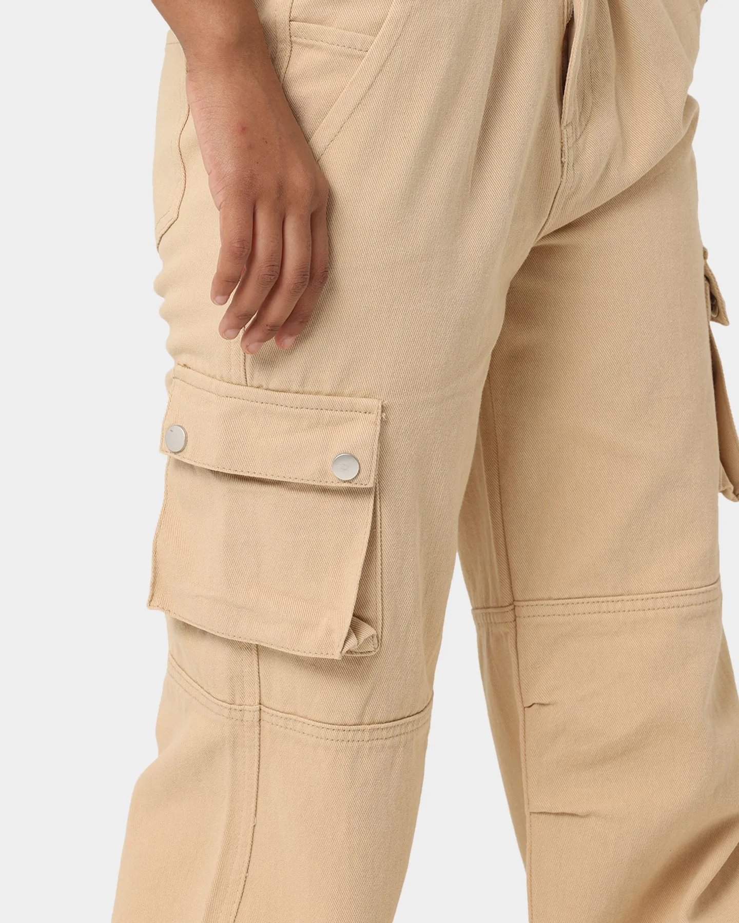 MNML Chloe Mid Rise Cargo Jeans Beige sold by Culture Kings product image thumbnail 3