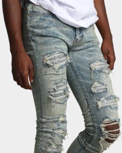 MNML X201 Rhinestone Skinny Denim Pants Blue sold by Culture Kings